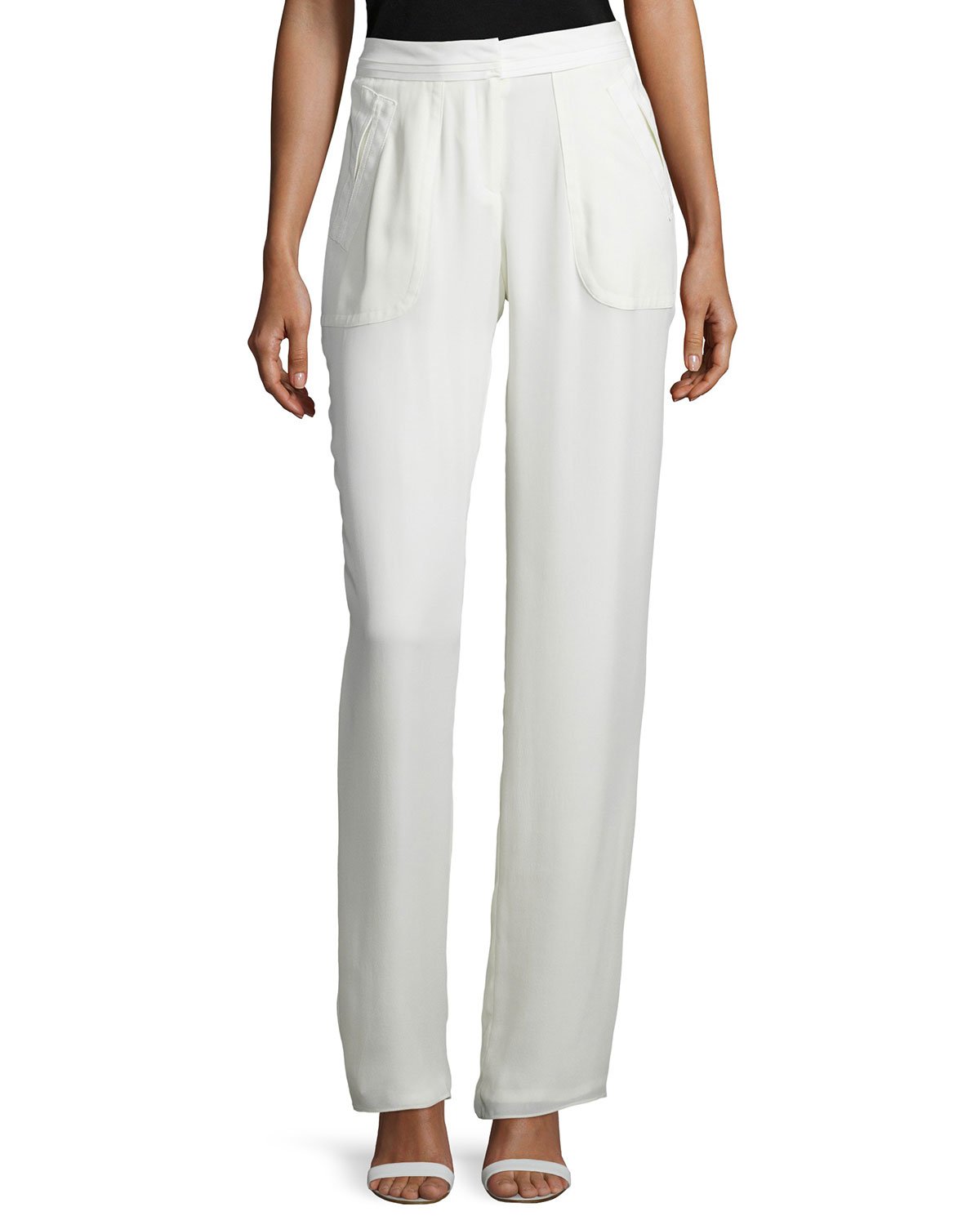 Lyst - Nicole Miller High-waist Straight-leg Pants in White