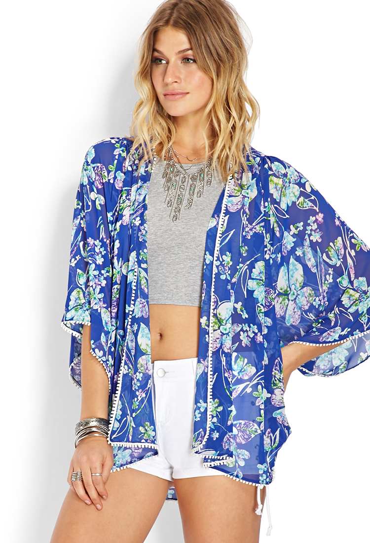 Lyst - Forever 21 Paradise Cove Kimono in Blue