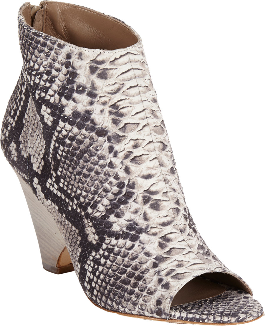 snakeskin flat ankle boots