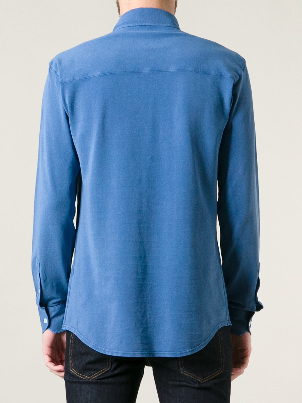 Lyst - Fedeli Long Sleeve Polo Shirt in Blue for Men