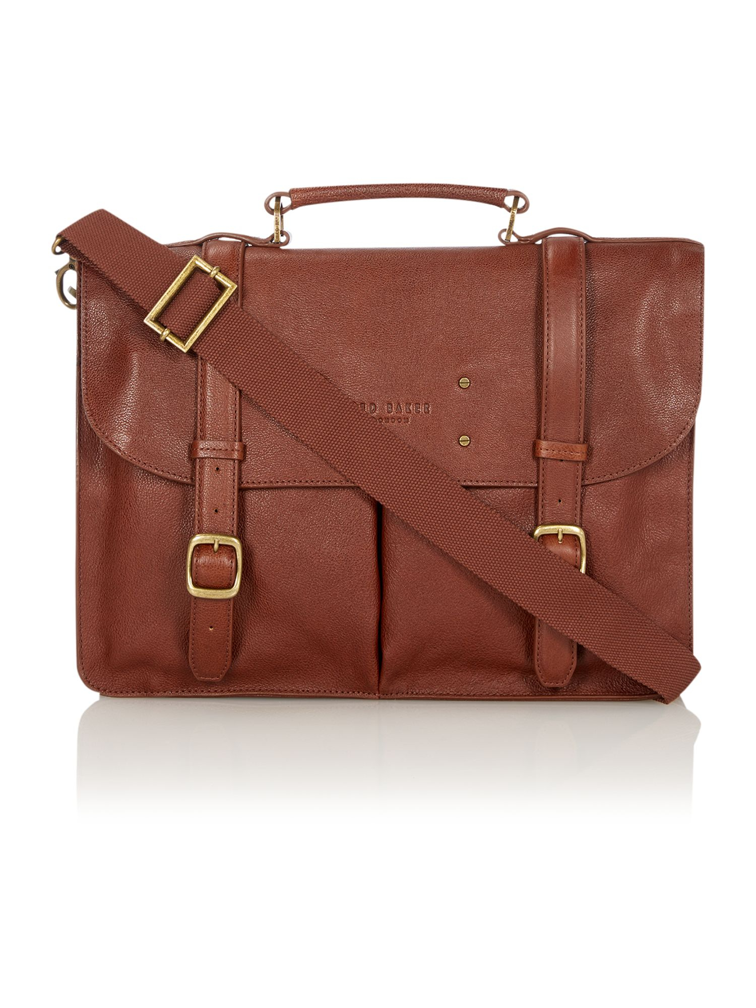 Ted baker Grained Leather Briefcase in Brown for Men Lyst