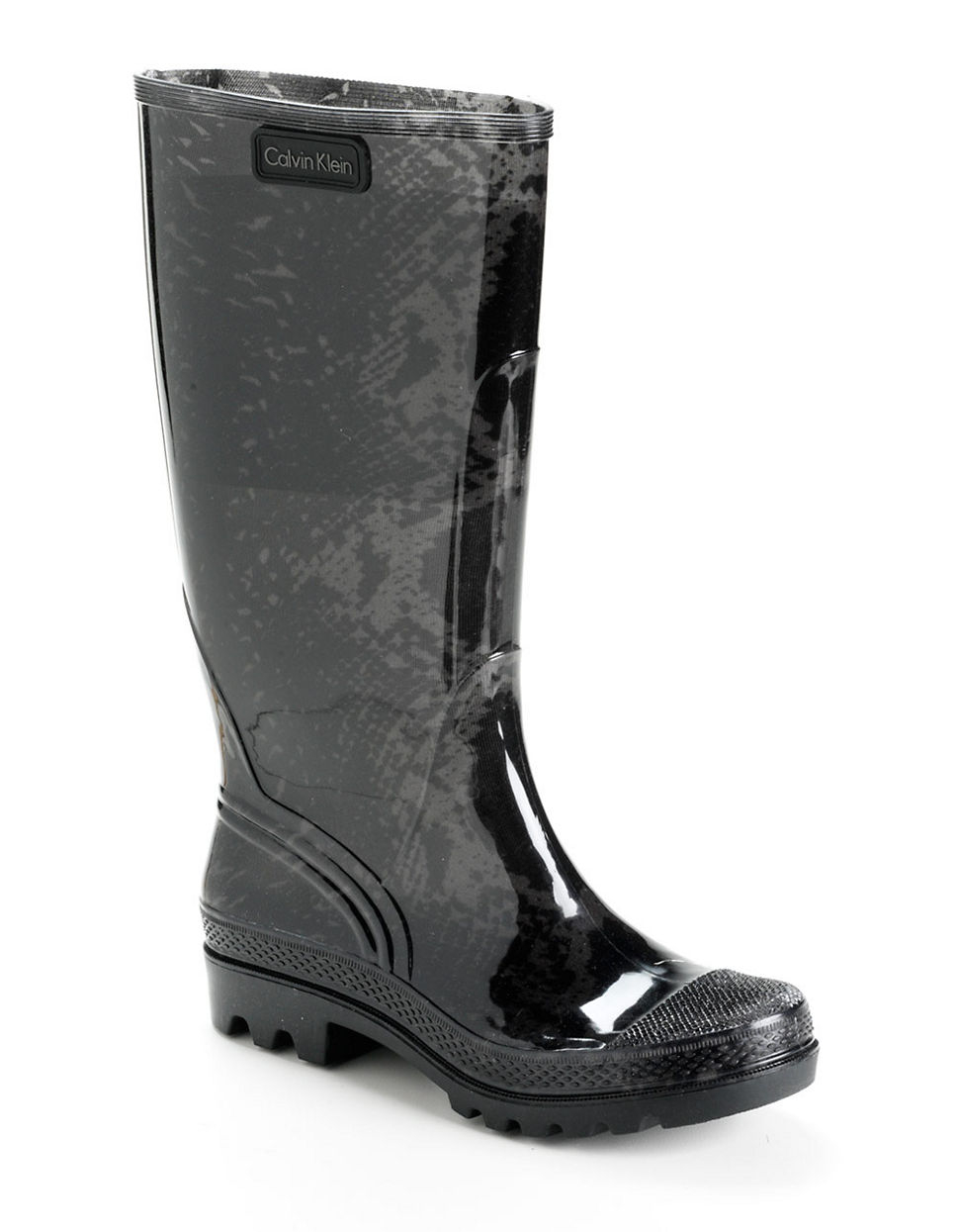 Calvin klein Kirsten Snake Print Rain Boots in Black | Lyst
