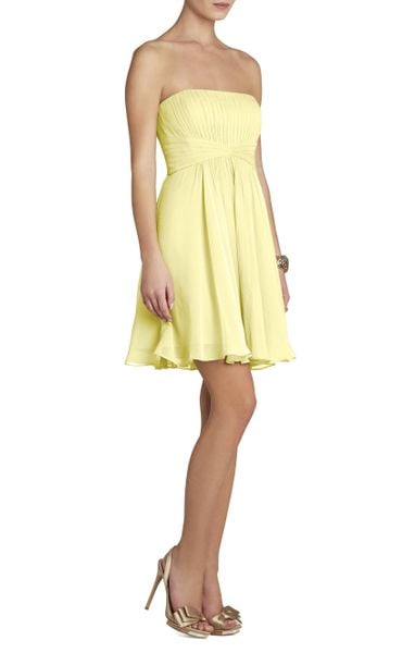 Bcbgmaxazria Duran Strapless Dress With Skirt Drape in Yellow ...