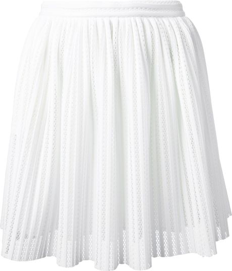 Msgm Pleated Skirt in White | Lyst