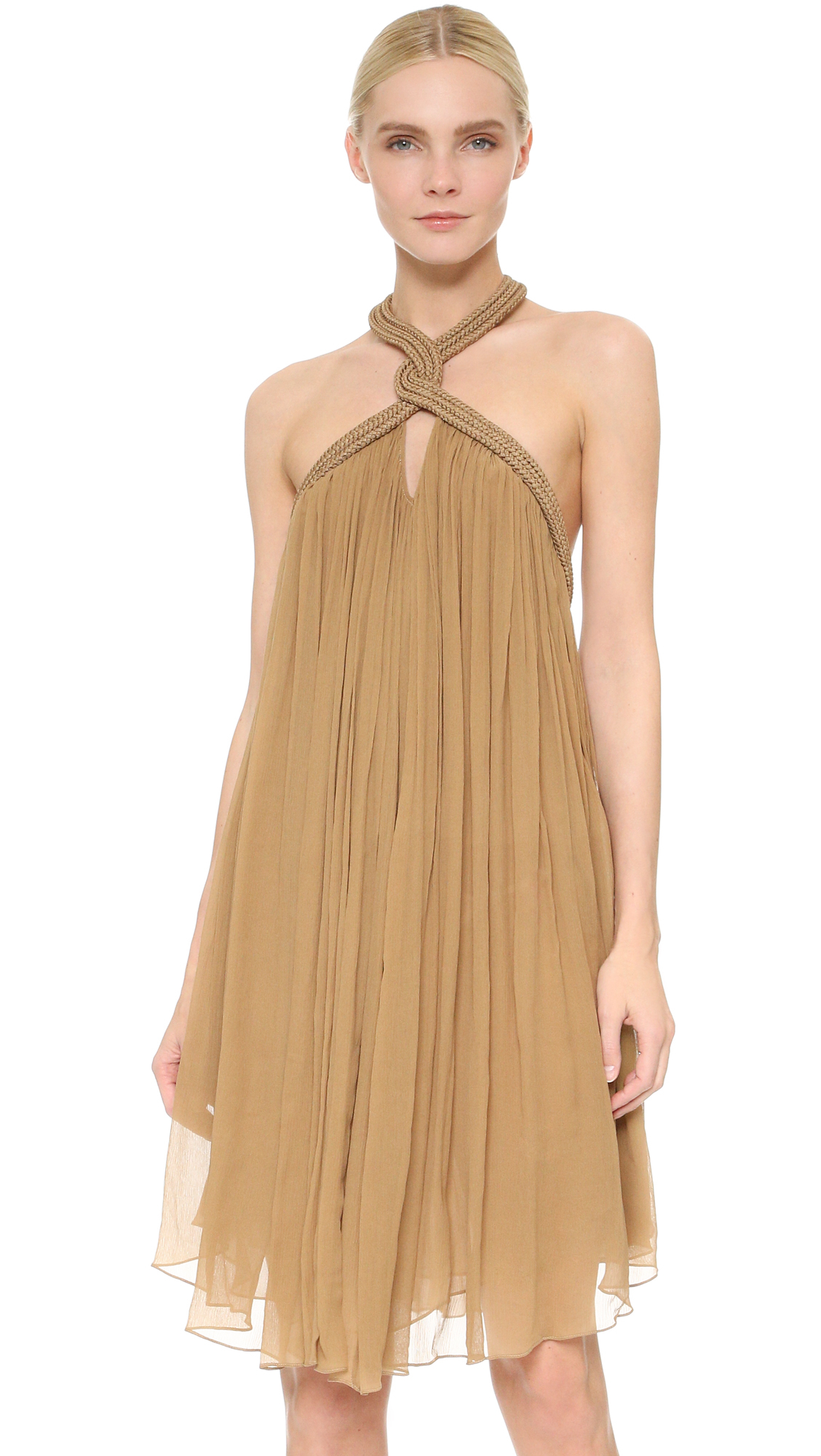 Lyst Jay Ahr Sleeveless Halter Dress In Natural Gallery