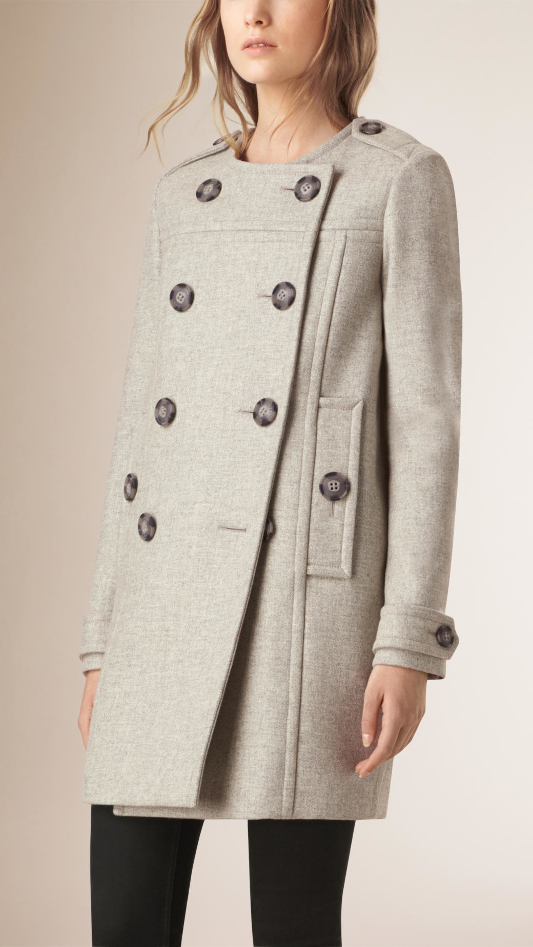 Lyst - Burberry Collarless Wool Blend Coat in Gray