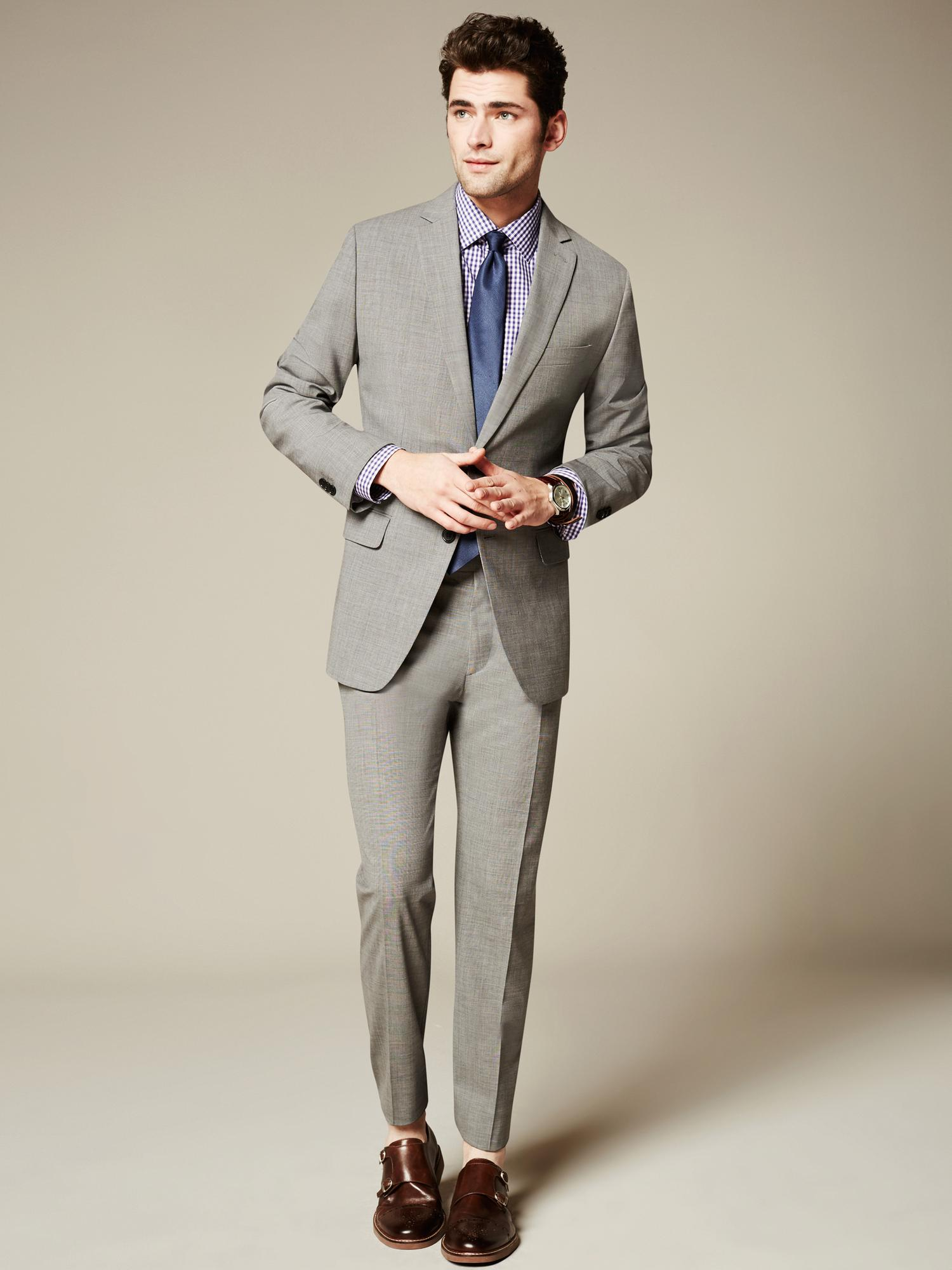 Lyst - Banana Republic Tailored-Fit Textured Grey Wool Suit Jacket in ...