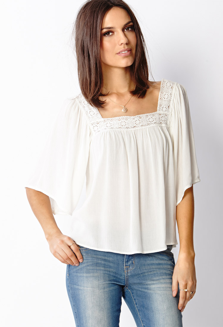 Lyst - Forever 21 Contemporary Bohemian Woven Top in White