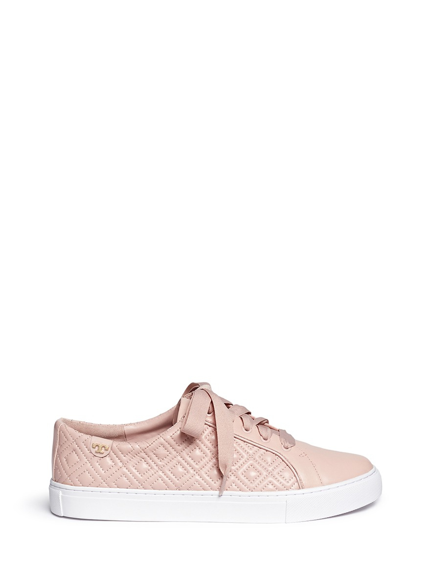 pink quilted sneakers