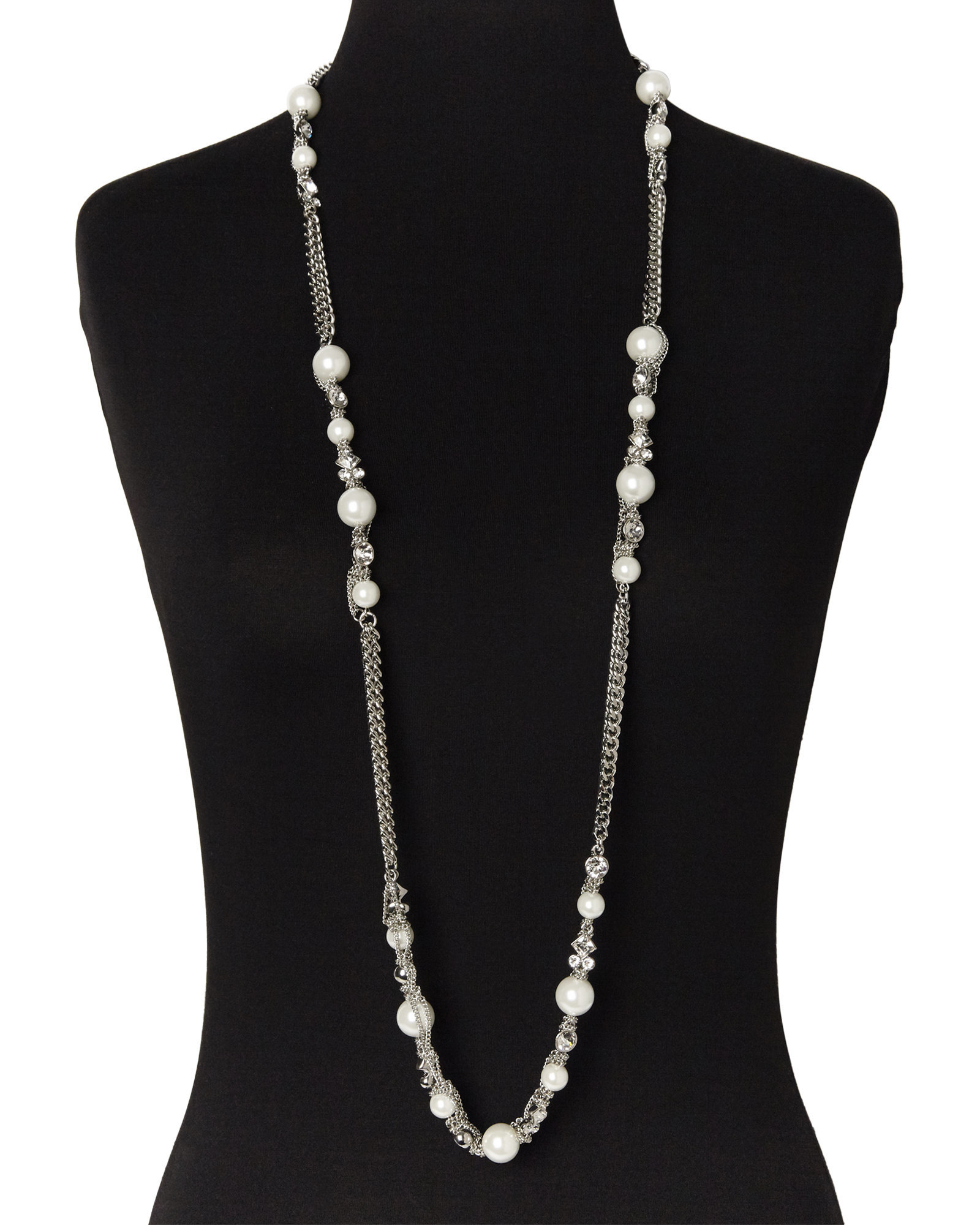 Lyst Givenchy SilverTone Long Faux Pearl Necklace in