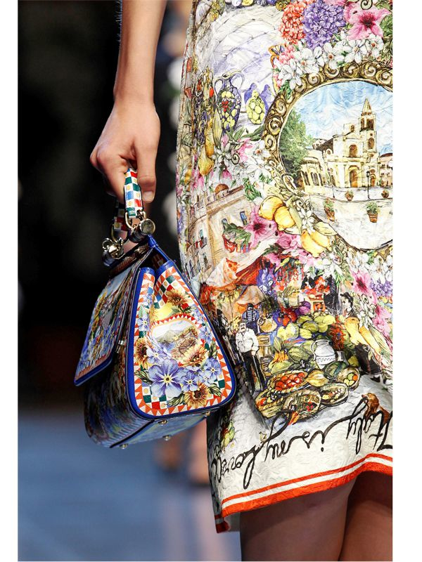 Lyst - Dolce & Gabbana Medium Sicily Sicilia Print Leather Bag
