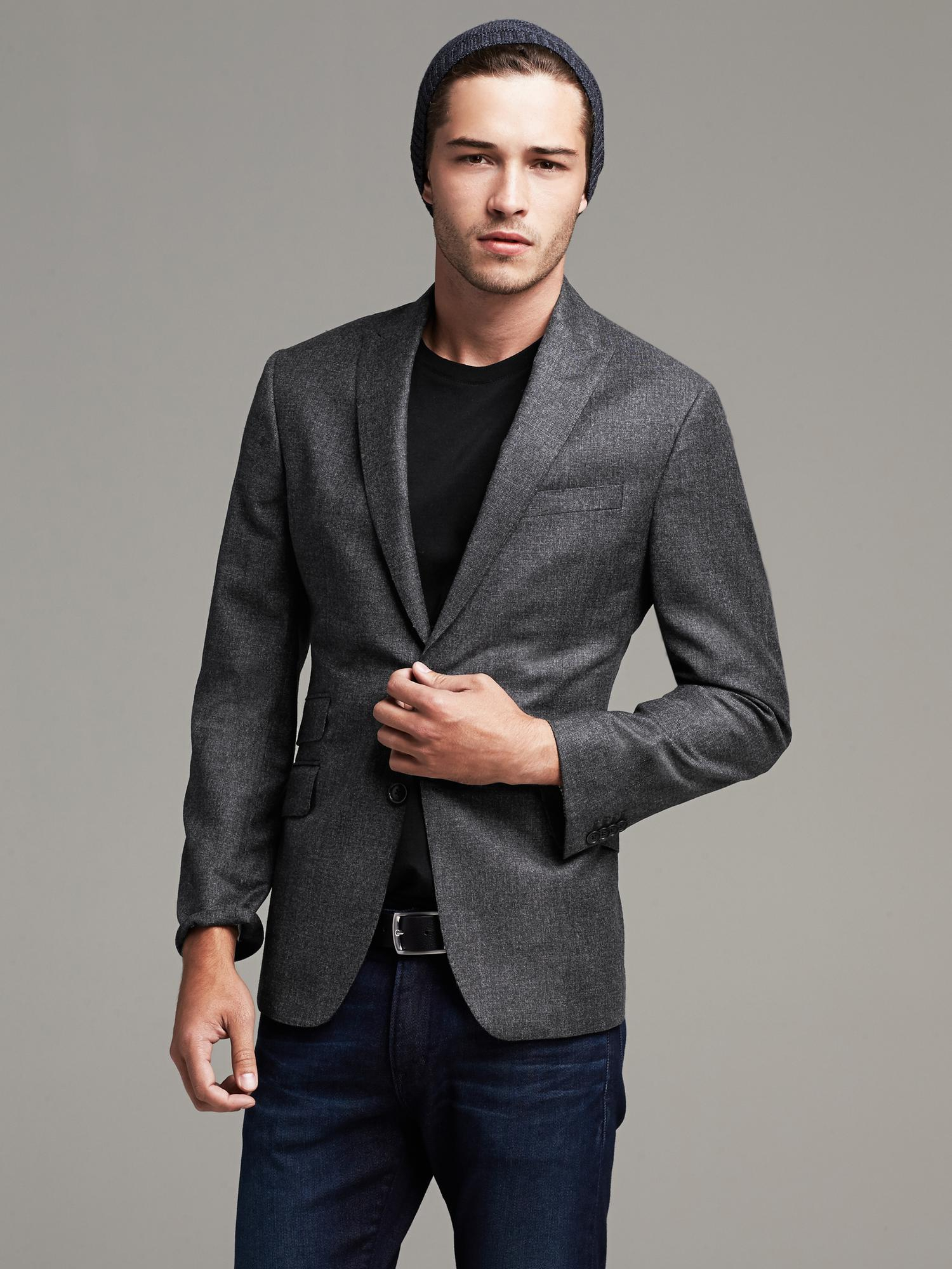 Banana Republic Modern Slim Fit Charcoal Wool Suit Jacket Charcoal in ...