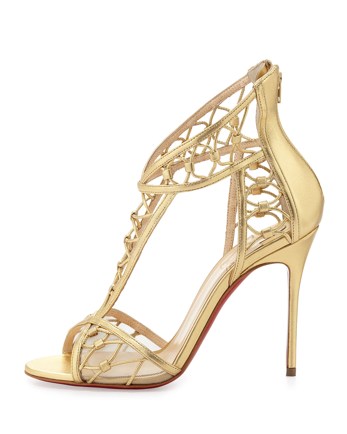 Christian Louboutin Martha Metallic Napa Redsole Sandal Gold in Gold | Lyst