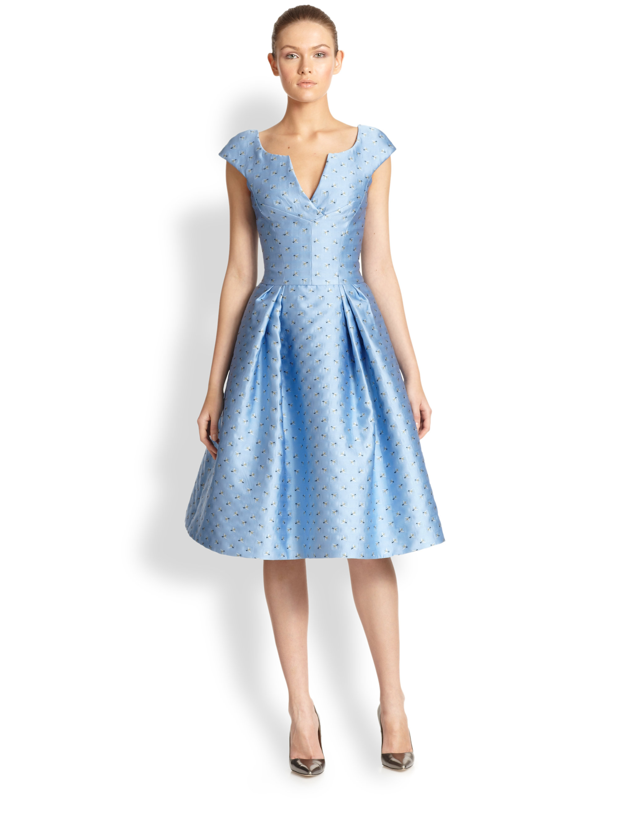 Lyst Carolina Herrera Bee Jacquard Tail Dress In Blue Gallery