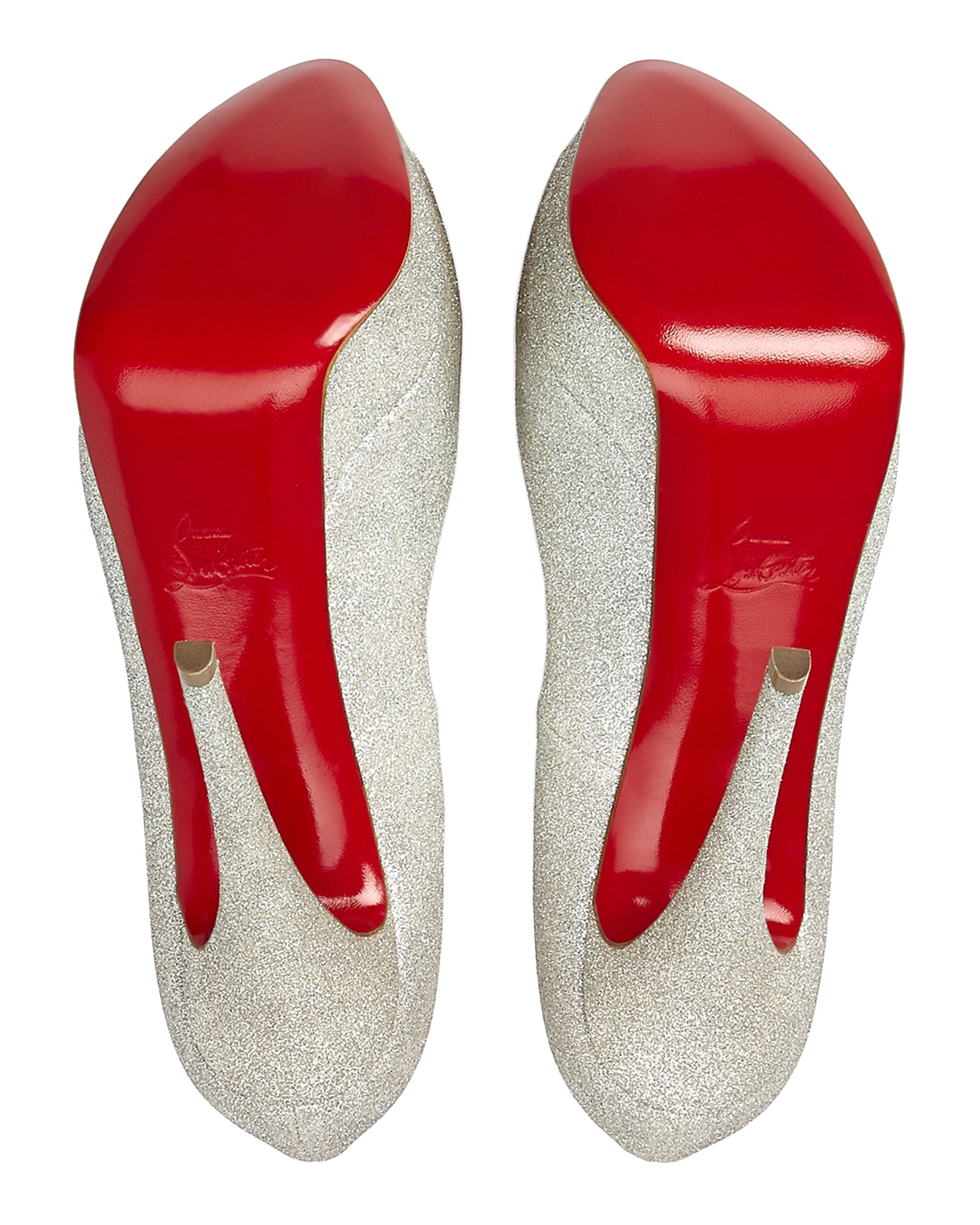 louis vuitton red bottom shoes price - Christian louboutin Lady Peep Glitter Platform Pumps in White | Lyst