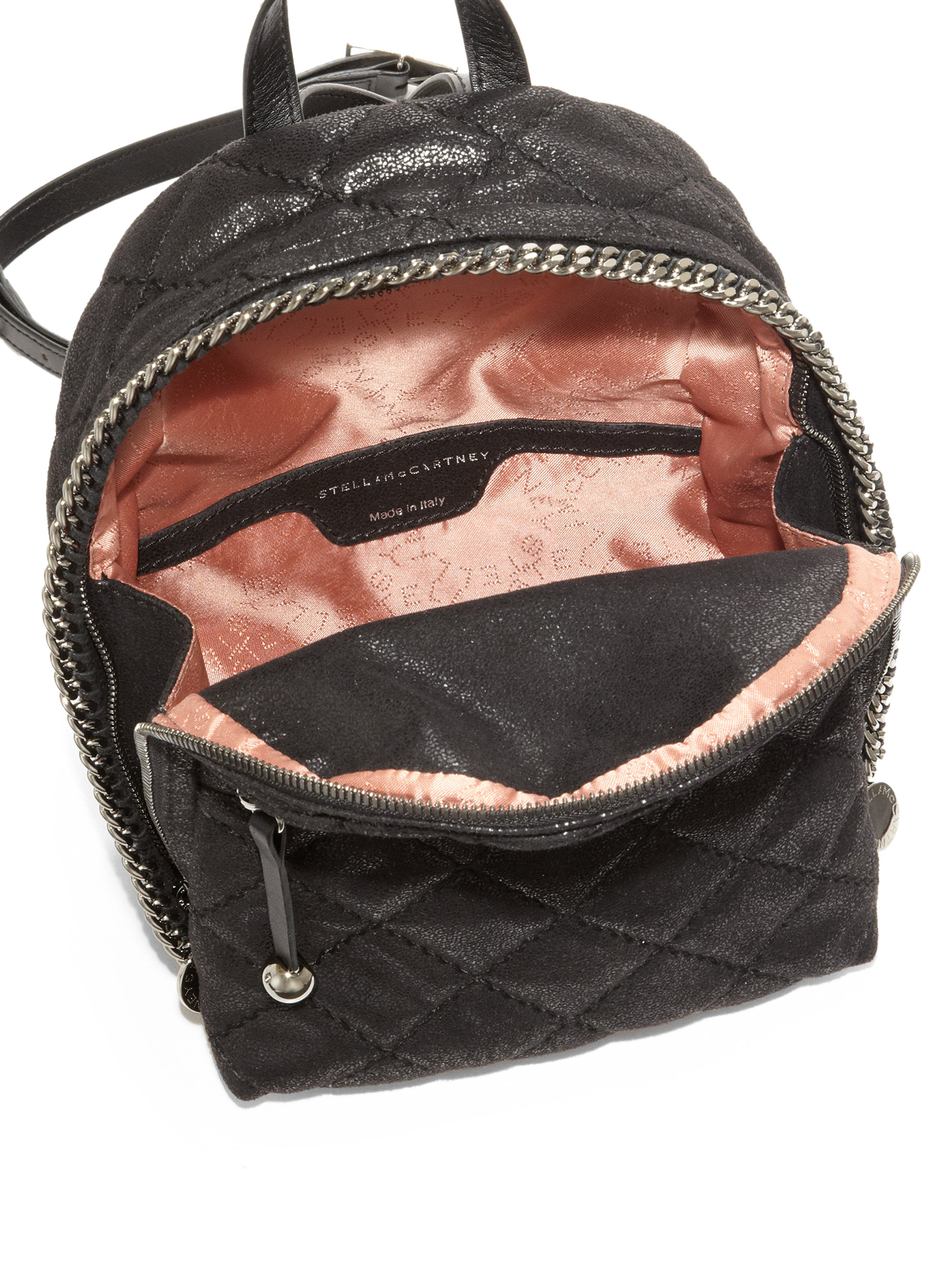 Stella mccartney Quilted Faux-leather Mini Backpack in Black | Lyst