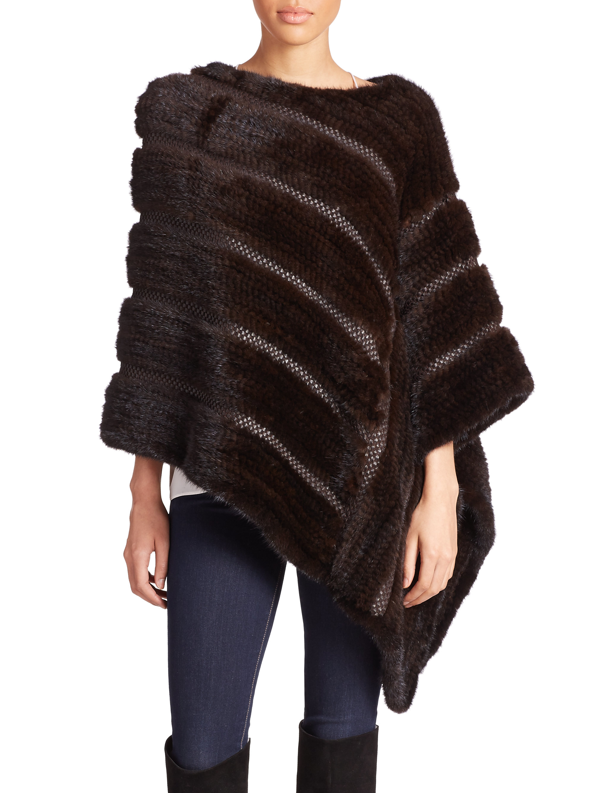 Trilogy Mink Fur And Leather Poncho In Brown Lyst | Free Download Nude ...