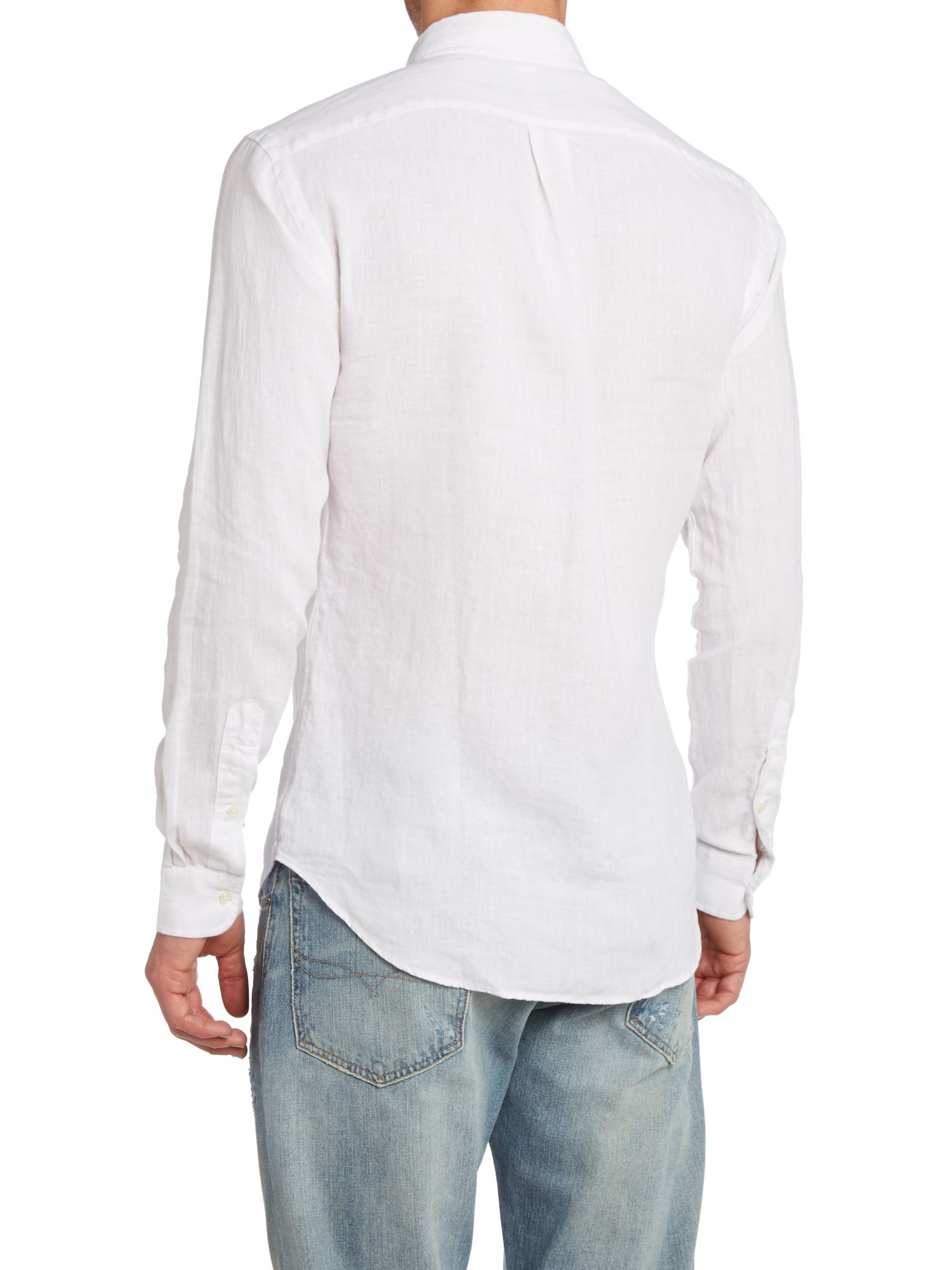 Polo ralph lauren Ralph Lauren Slim Fit Linen Shirt in White for Men | Lyst