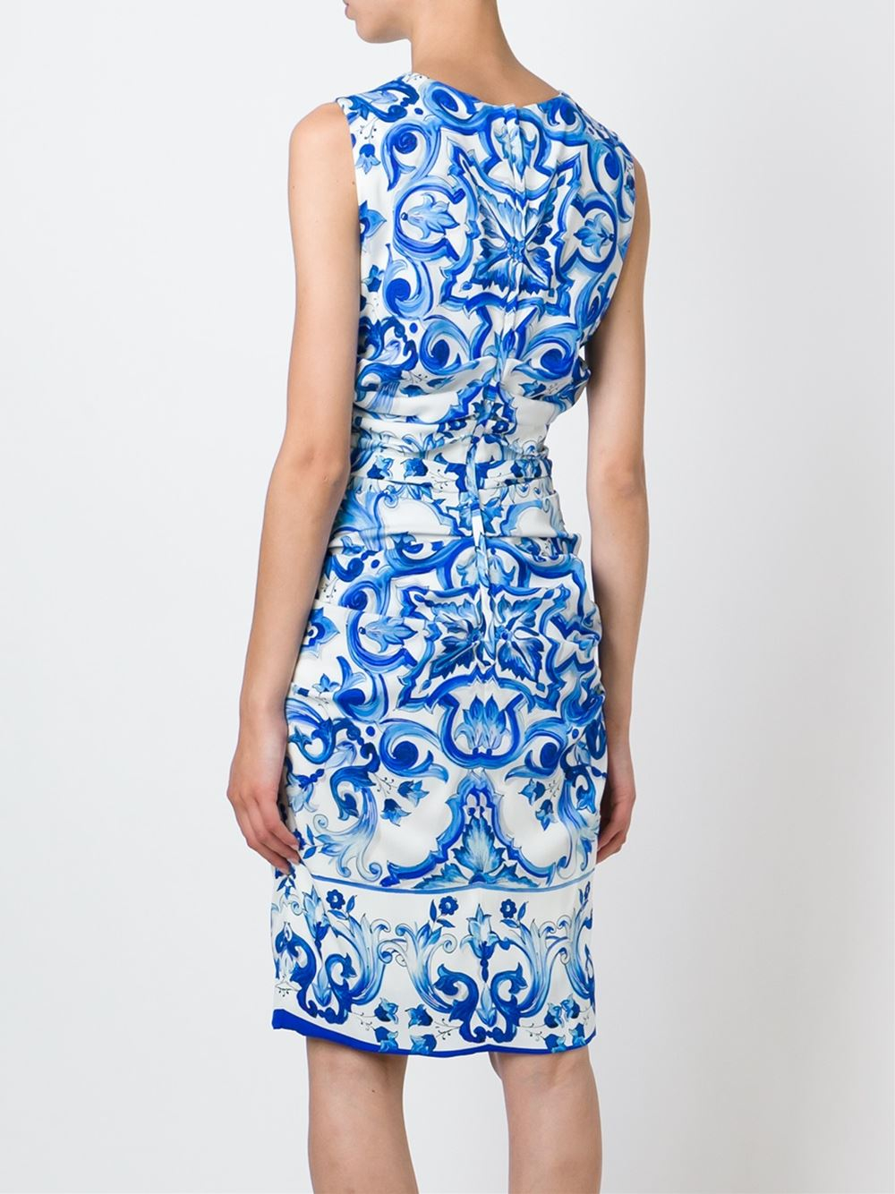 Dolce & gabbana 'majolica' Print Dress in Blue | Lyst