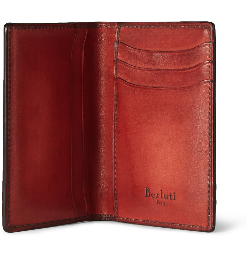 Lyst - Berluti Burnished Leather Wallet in Red for Men