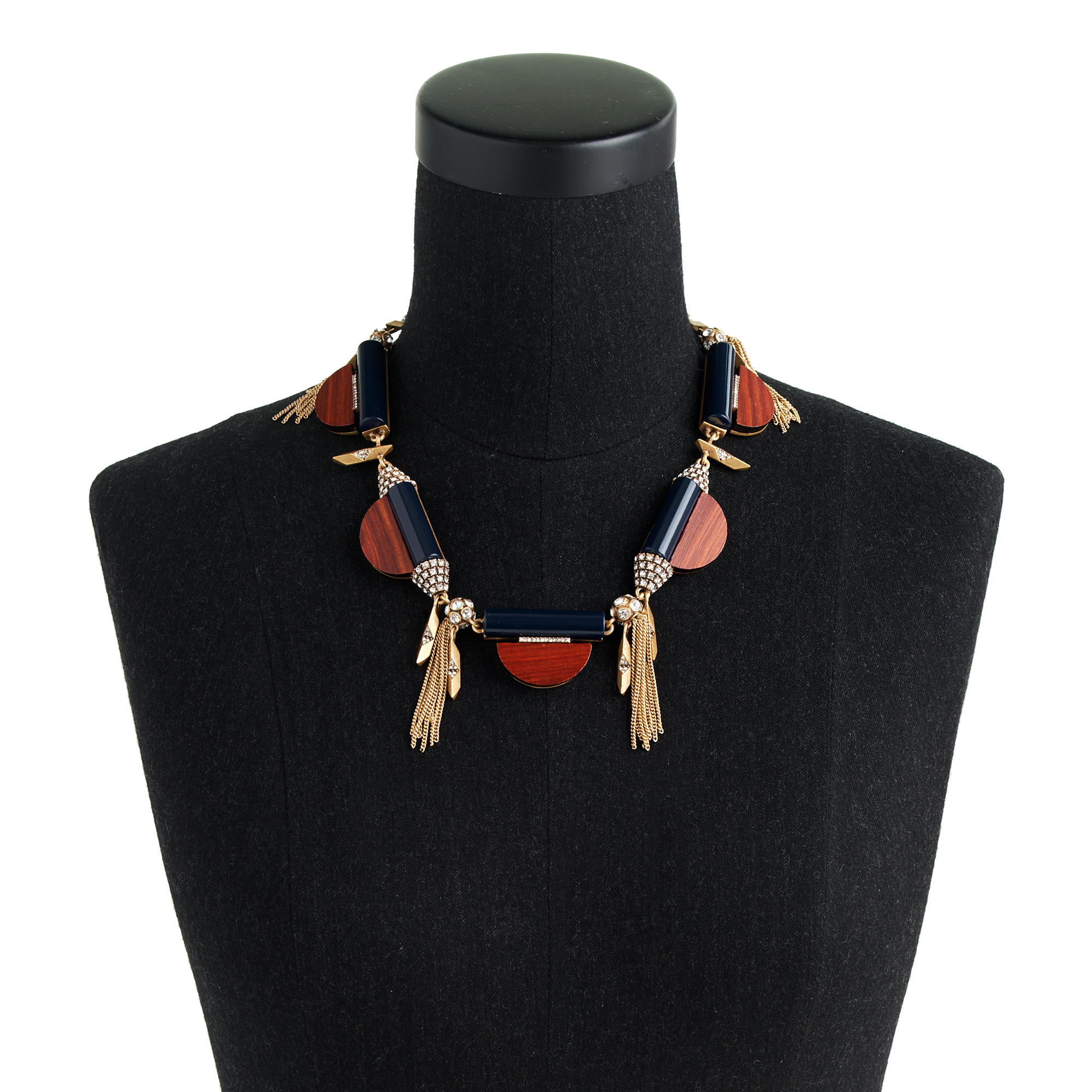 Lyst J Crew Wooden Disk Tassel Necklace In Brown Gallery