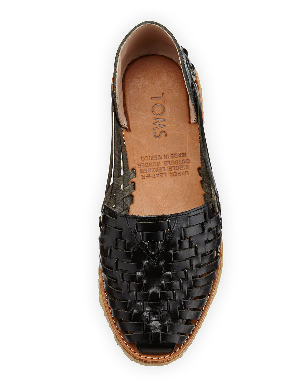 Lyst - Toms Leather Huarache Flat Sandal in Black