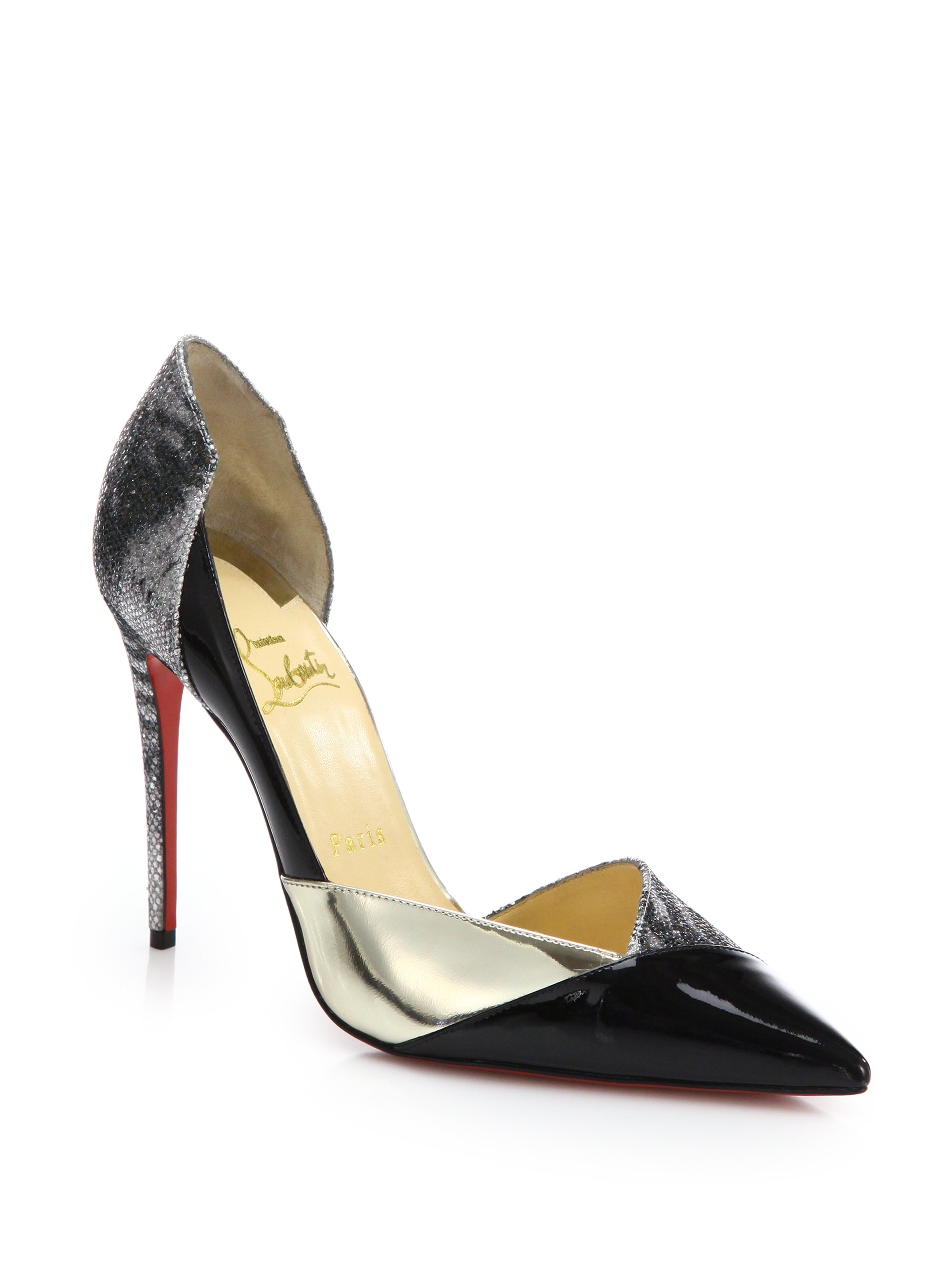 Christian louboutin Tac-Clac Patchwork Patent Leather D\u0026#39;Orsay ...  