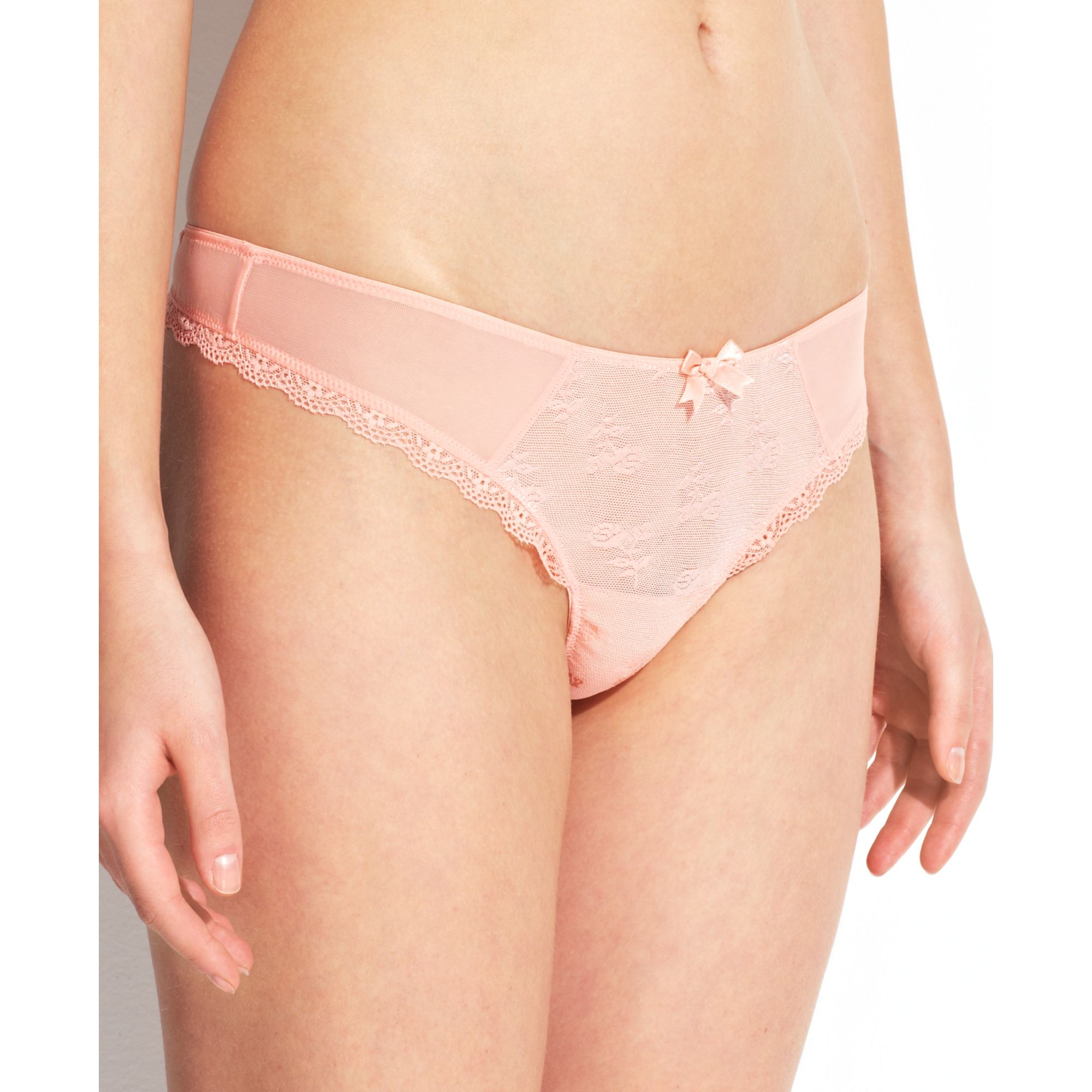 Lyst Free People Lace Thong In Pink