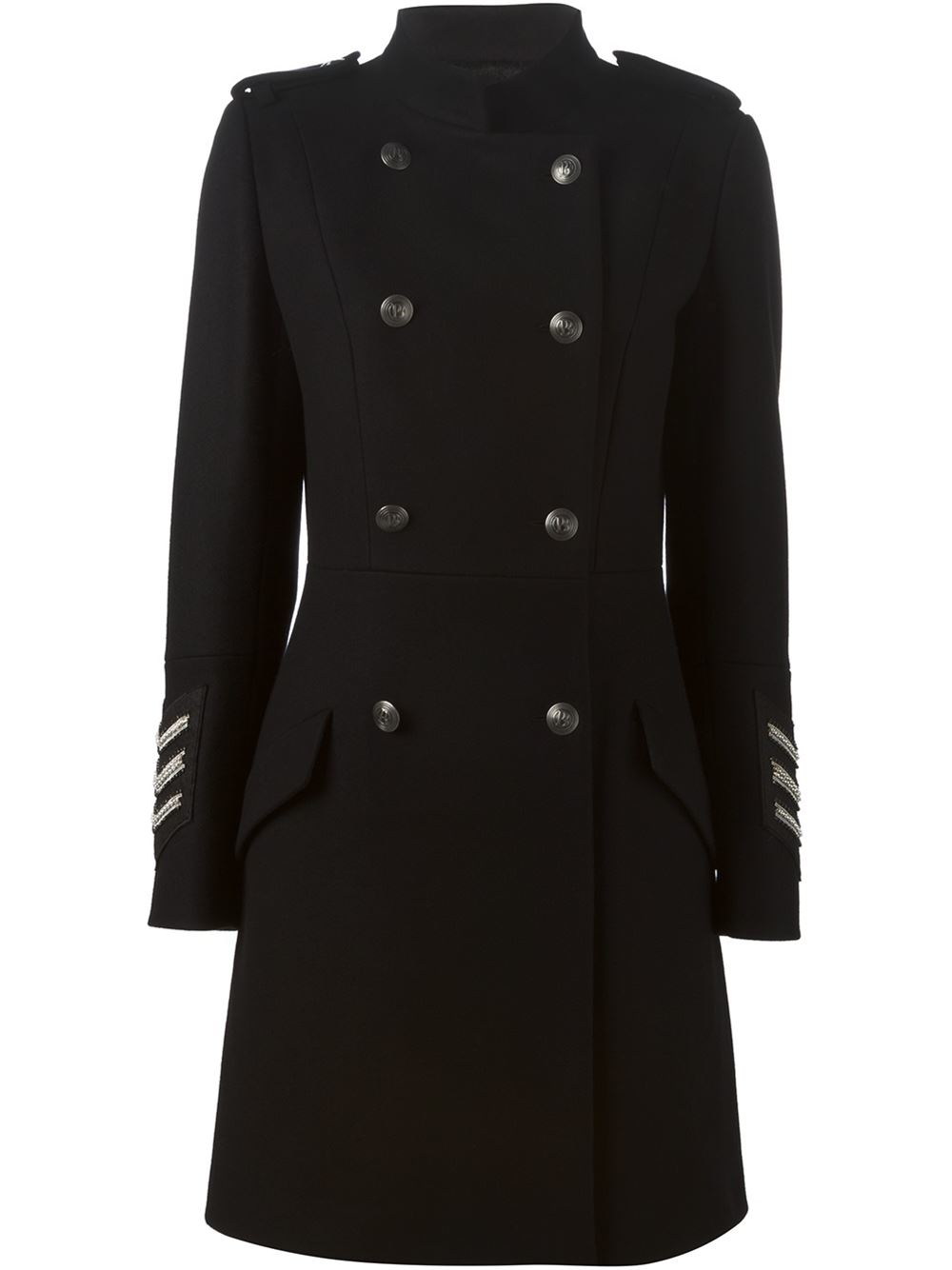 Balmain | Black Military Coat | Lyst