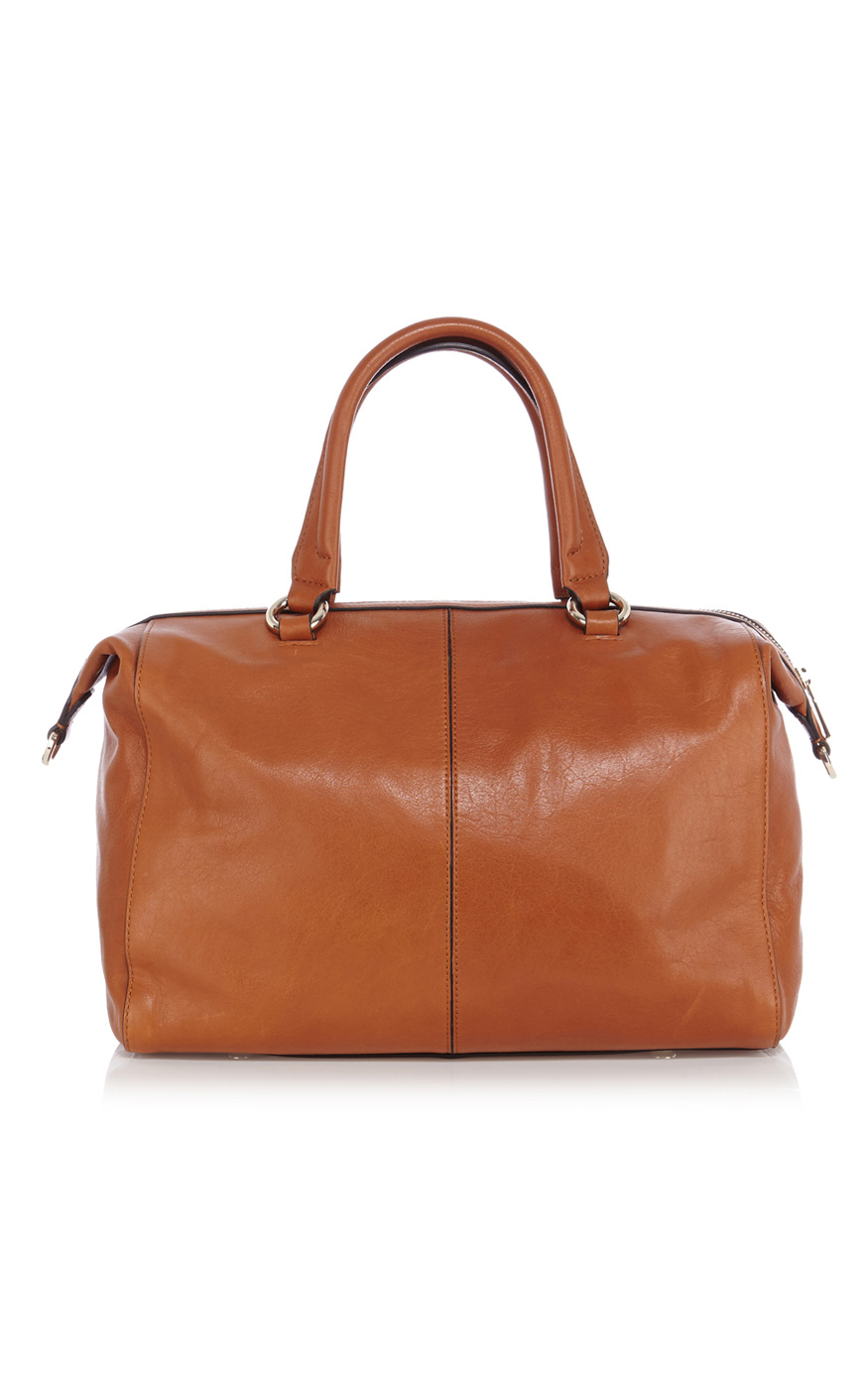 Karen millen Signature Box Bag in Brown | Lyst