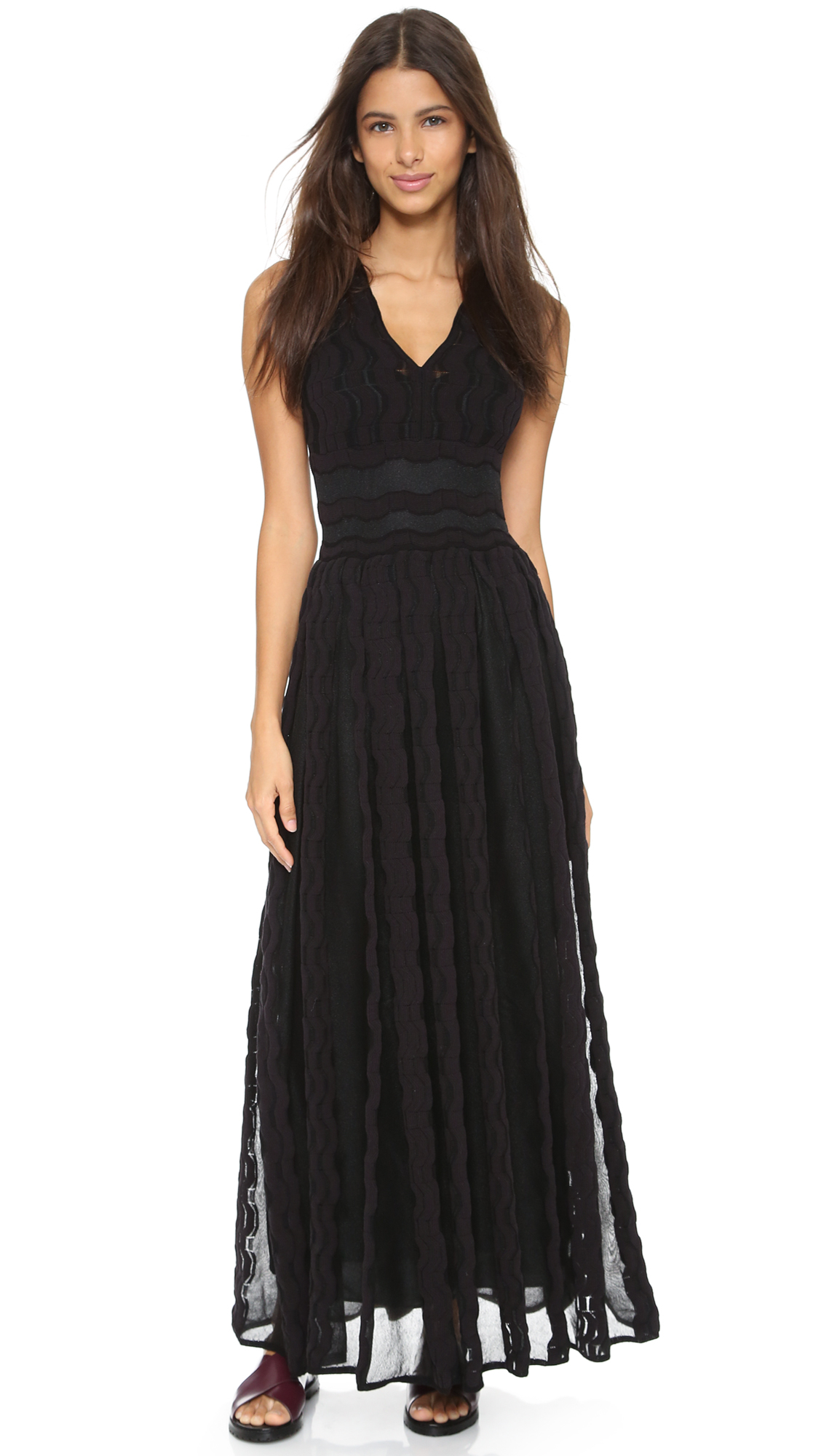 M missoni Sheer Greek Key Long Dress - Black in Black | Lyst