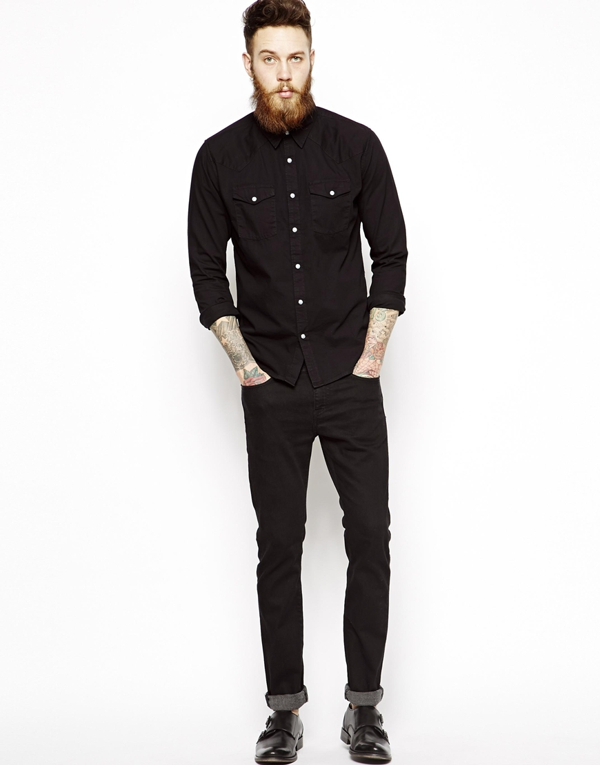 black denim shirt2019 black denim shirt for men