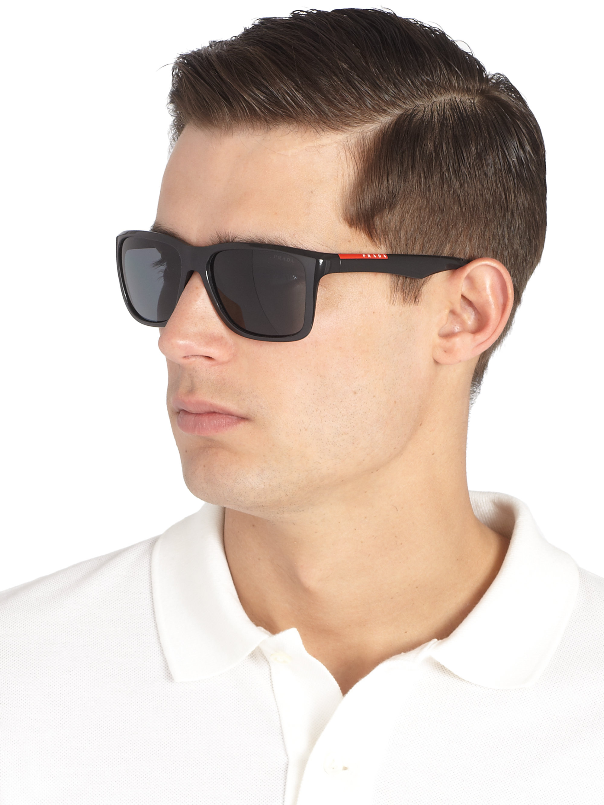 Lyst - Prada Square Aviator Sunglasses in Black for Men