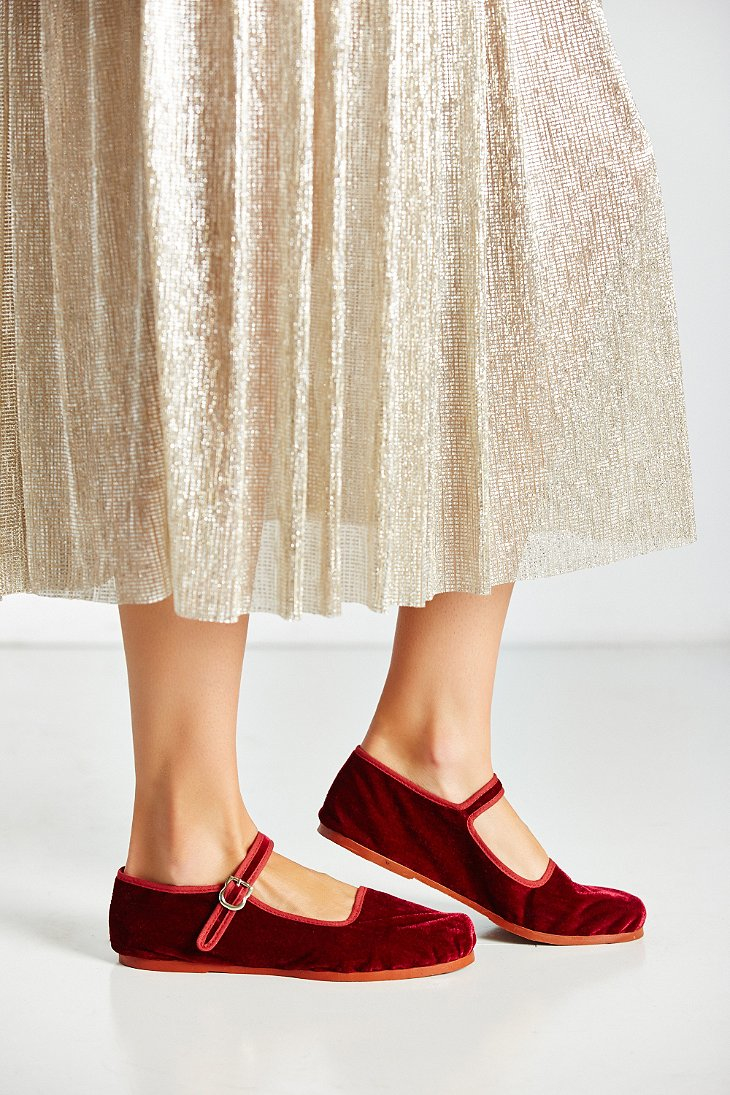 Urban outfitters Velvet Mary Jane in Red Lyst