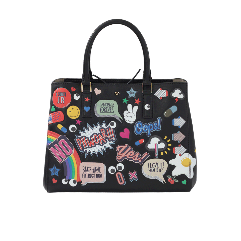 Anya hindmarch Small Ebury Wink Sticker Bag in Black | Lyst