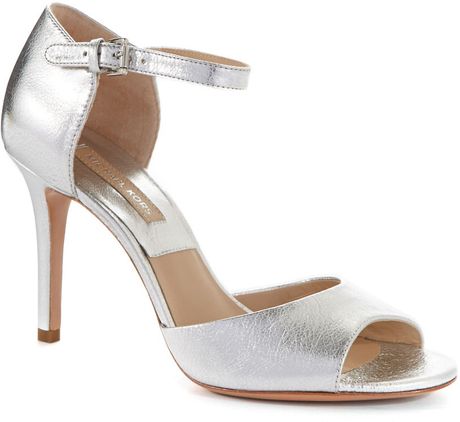 Michael Kors Malia Metallic Leather Sandals in Silver | Lyst