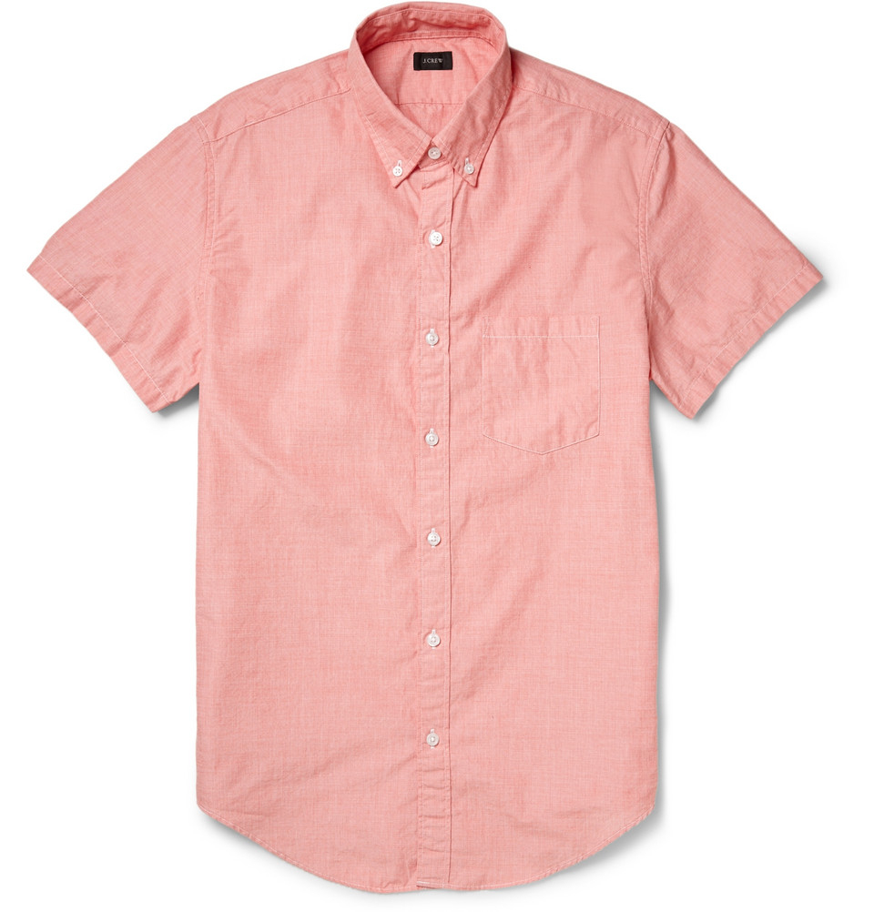 Lyst J.Crew ButtonDown Collar Cotton ShortSleeve Shirt in Pink for Men