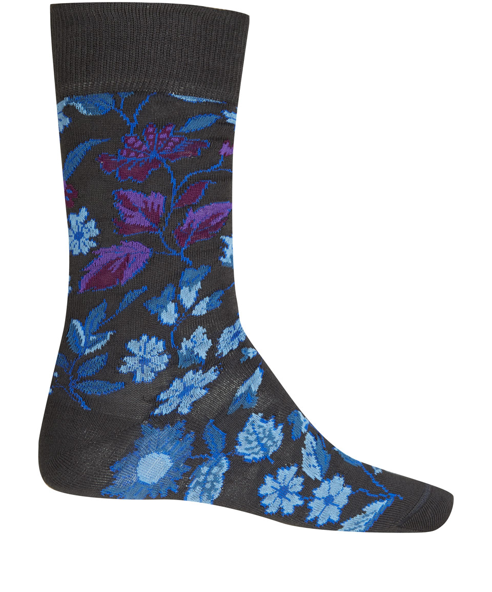 Paul Smith Navy Floral Print Socks in Blue for Men - Lyst