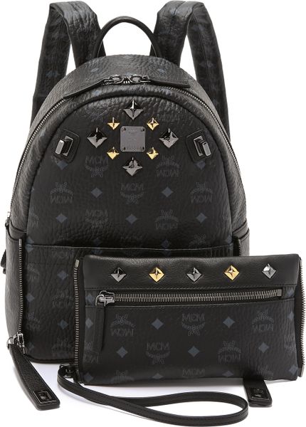 mcm backpack black leather