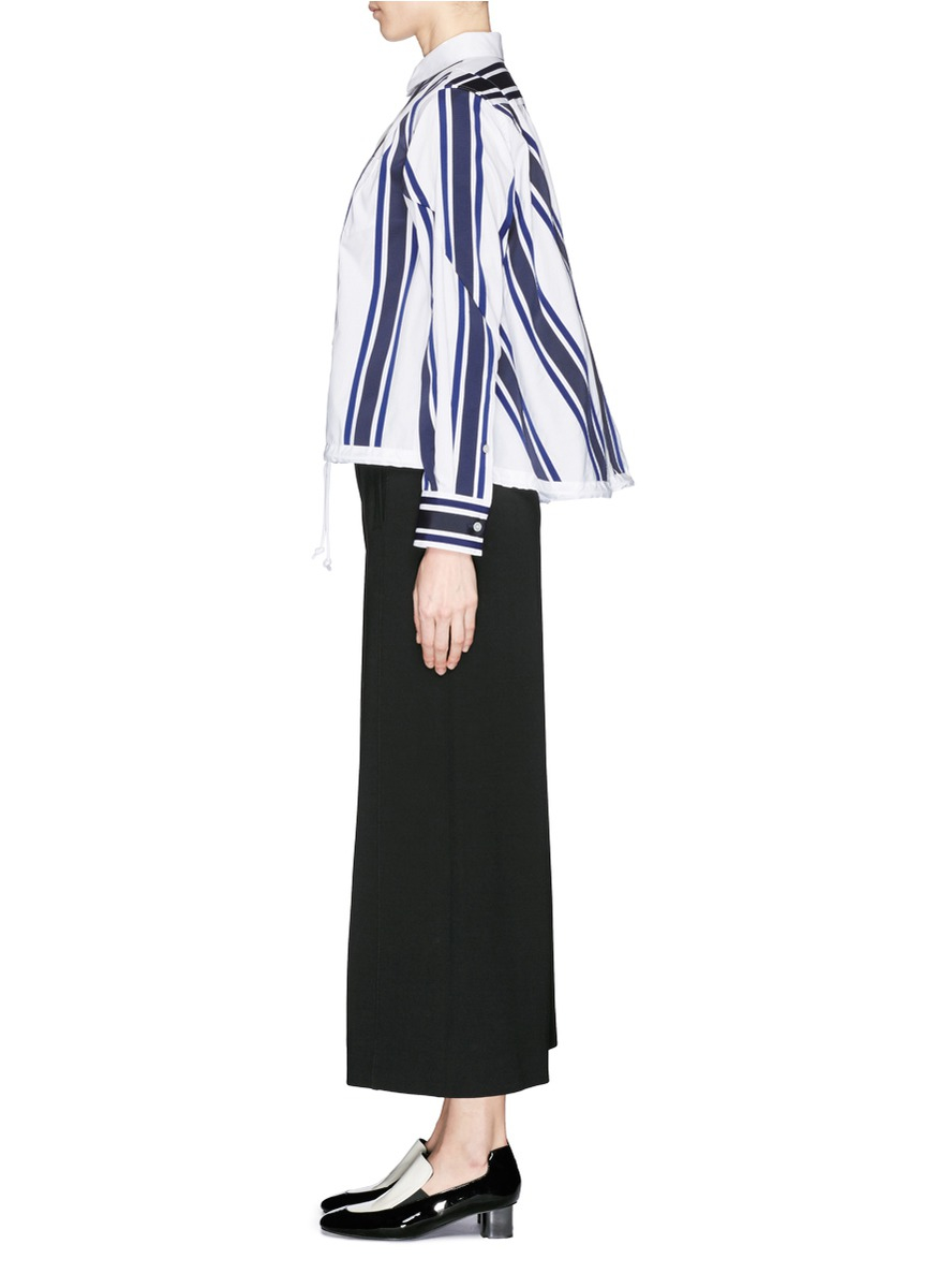 lyst sacai grosgrain stripe drawstring hem poplin shirt lyst sacai grosgrain stripe drawstring hem poplin shirt