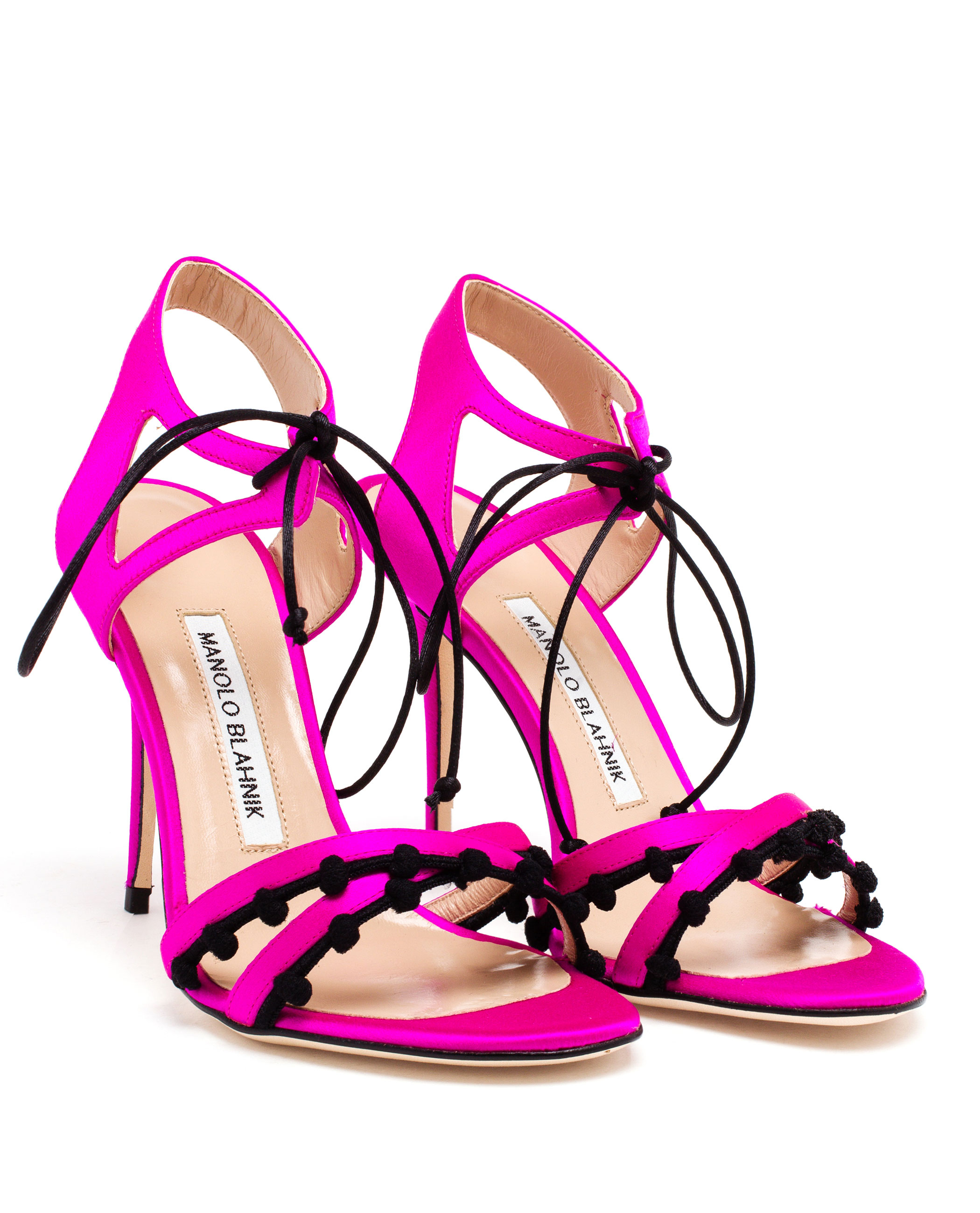 Manolo blahnik Satin Esparra Sandals in Pink | Lyst