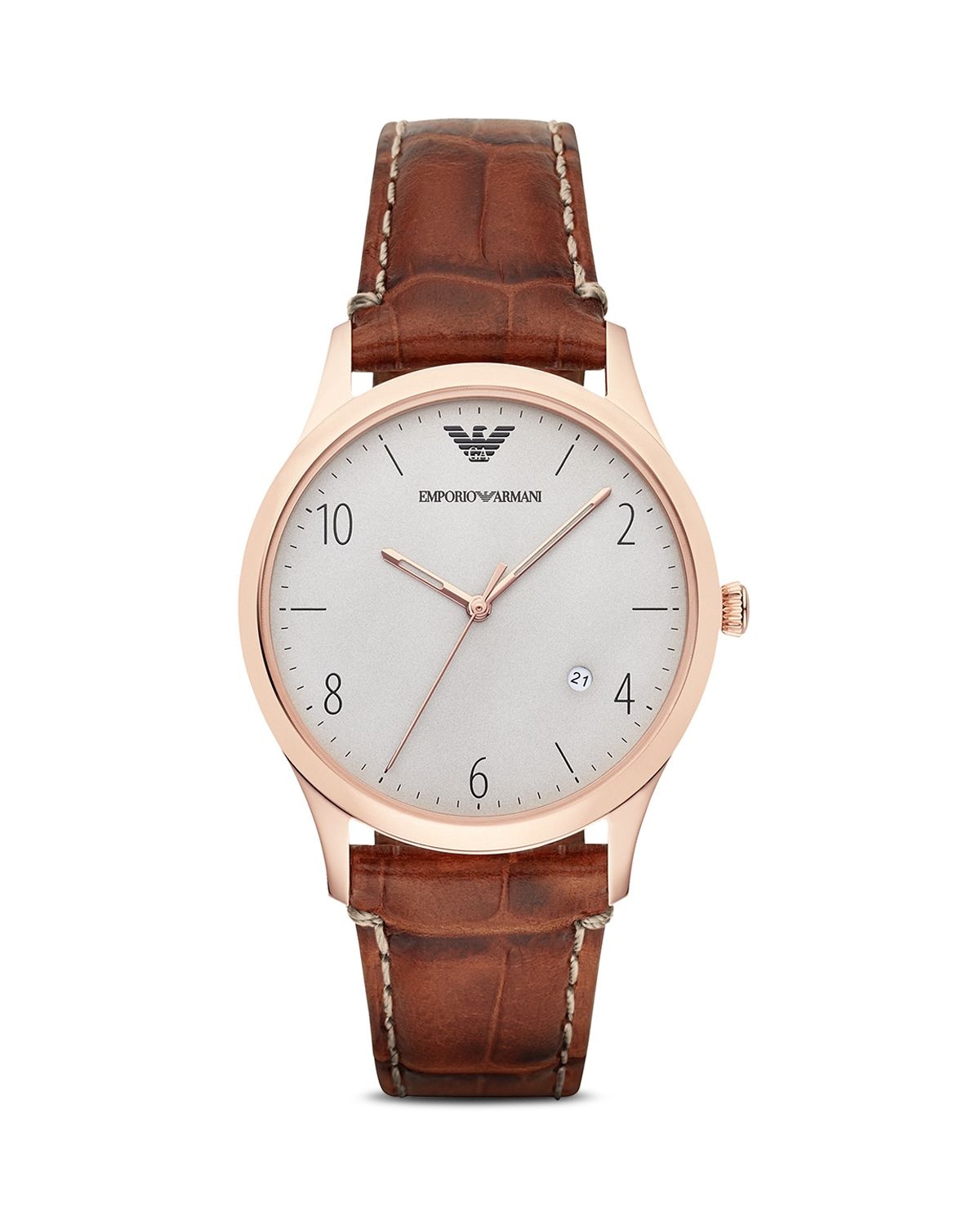 Lyst - Emporio Armani 3-hand Croc-embossed Leather Strap Watch, 41mm in Brown for Men