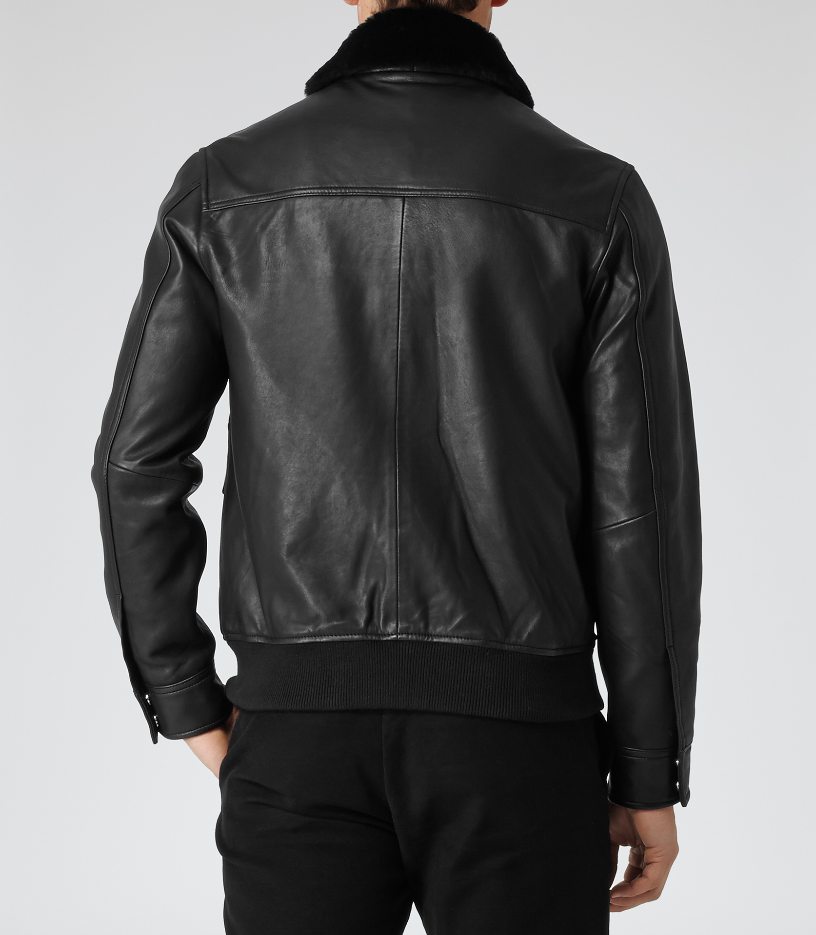 Lyst - Reiss Jake Fur Collar Leather Jacket in Black for Men