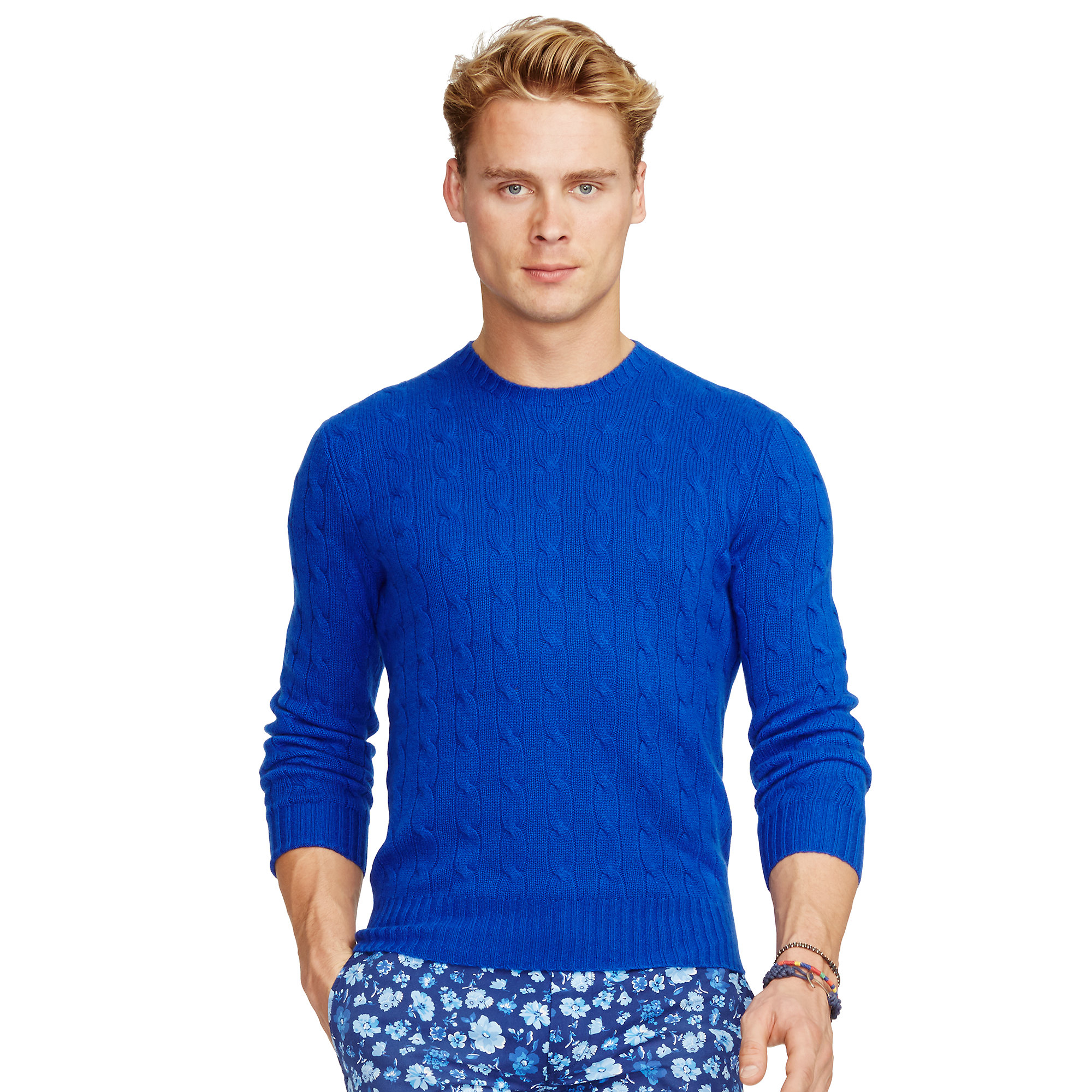 Polo ralph lauren Cable-knit Cashmere Sweater in Blue for Men | Lyst