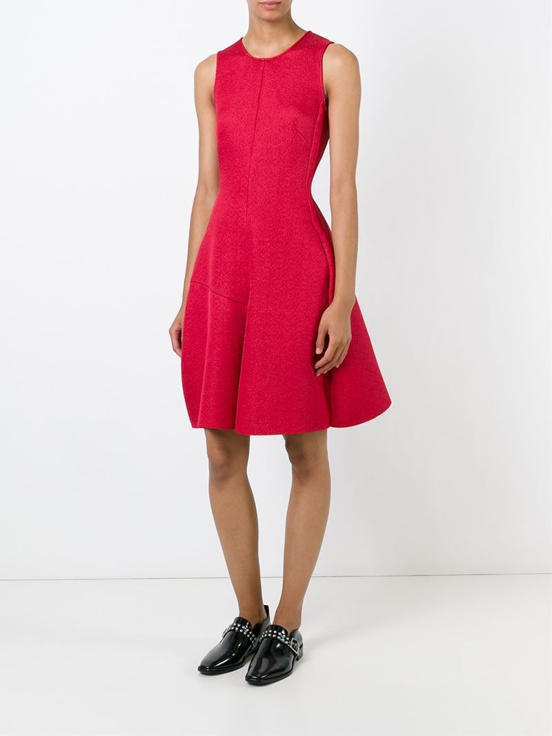 Lyst - Emporio Armani Flared Structured Dress in Red