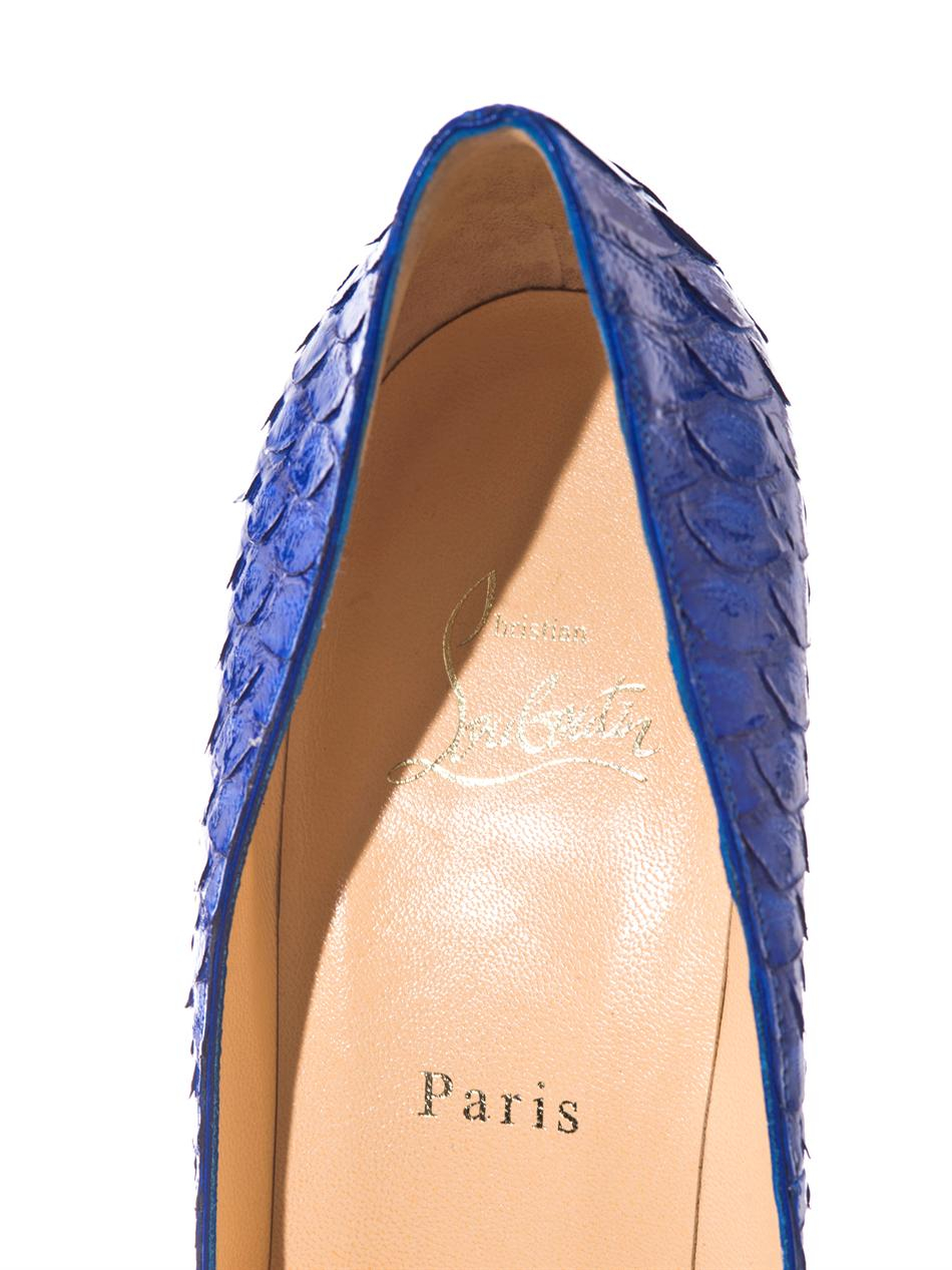 Christian louboutin Pigalle 100mm Python Pumps in Blue | Lyst