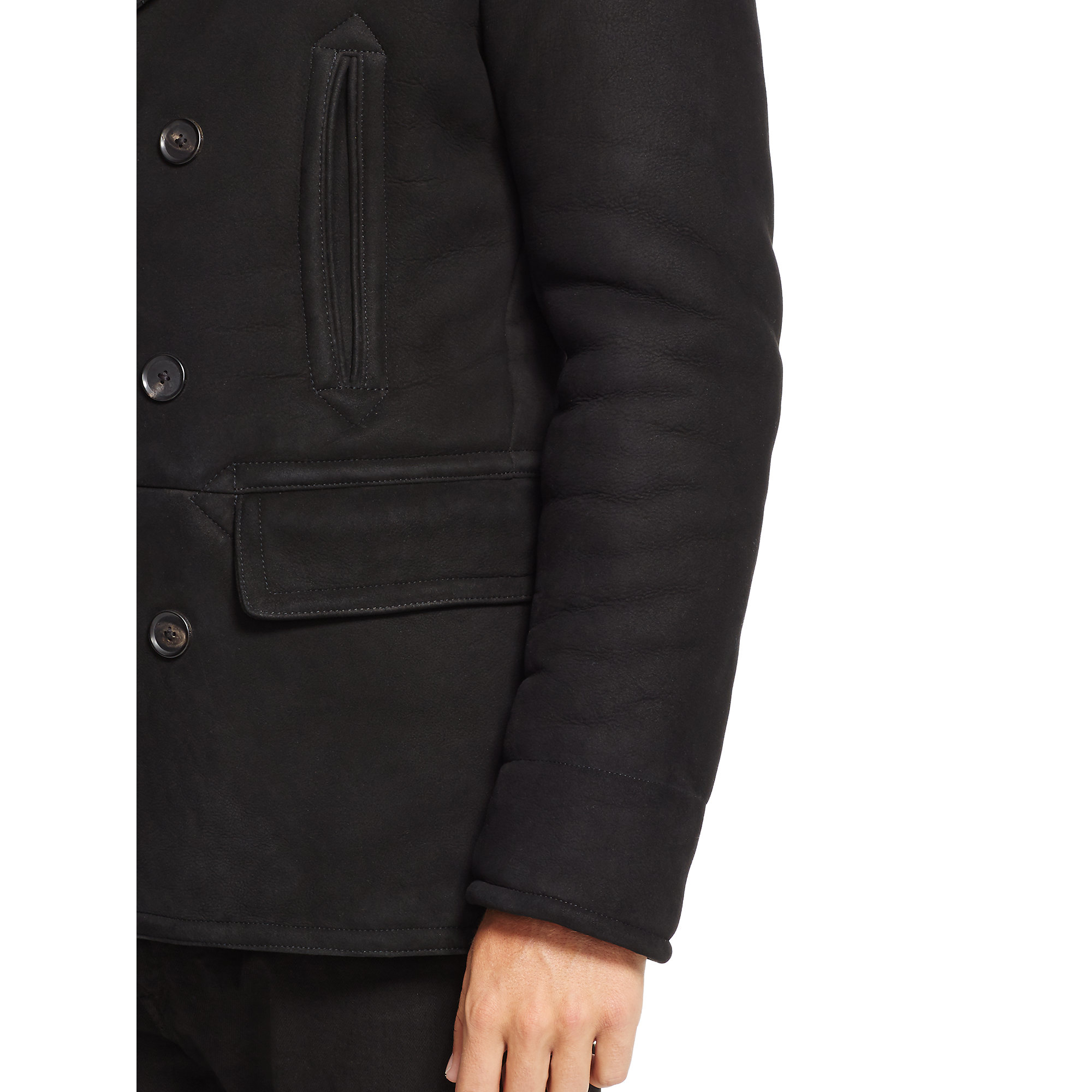Lyst - Polo Ralph Lauren Shearling Pea Coat in Black for Men