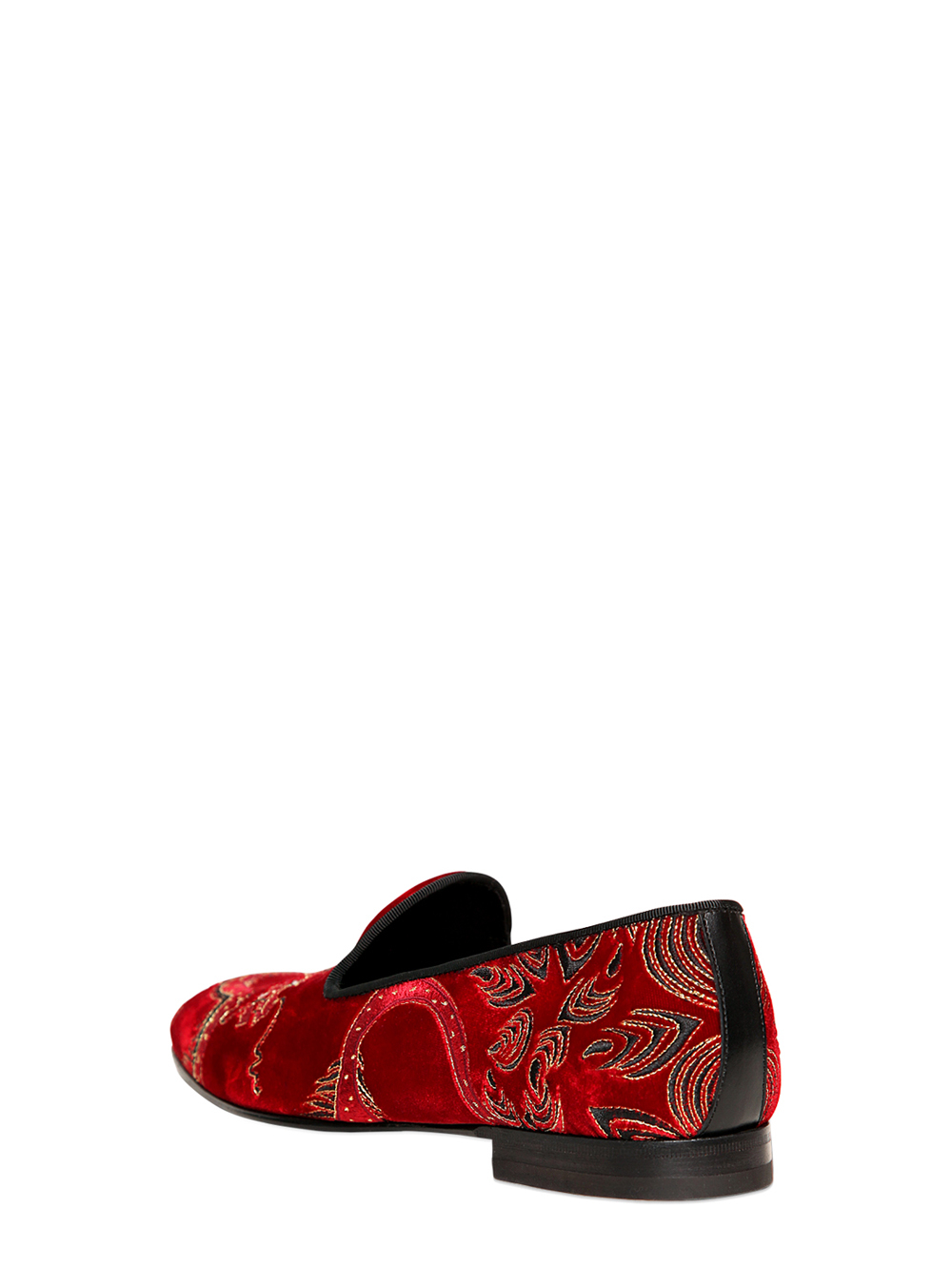 Max verre Dragon Embroidered Velvet Loafers in Red for Men | Lyst