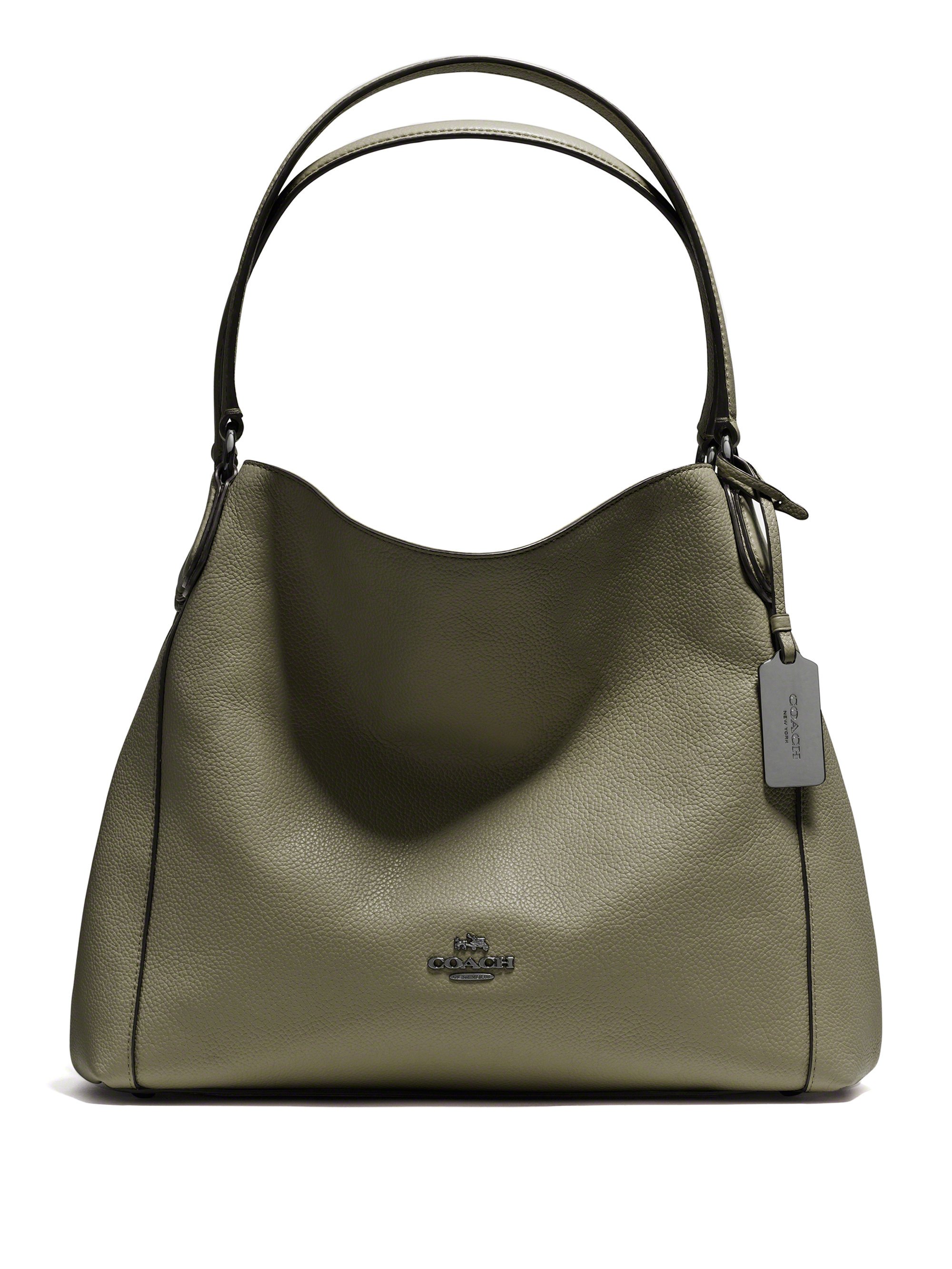 COACH Edie Pebbled Leather Shoulder Bag in Green - Lyst