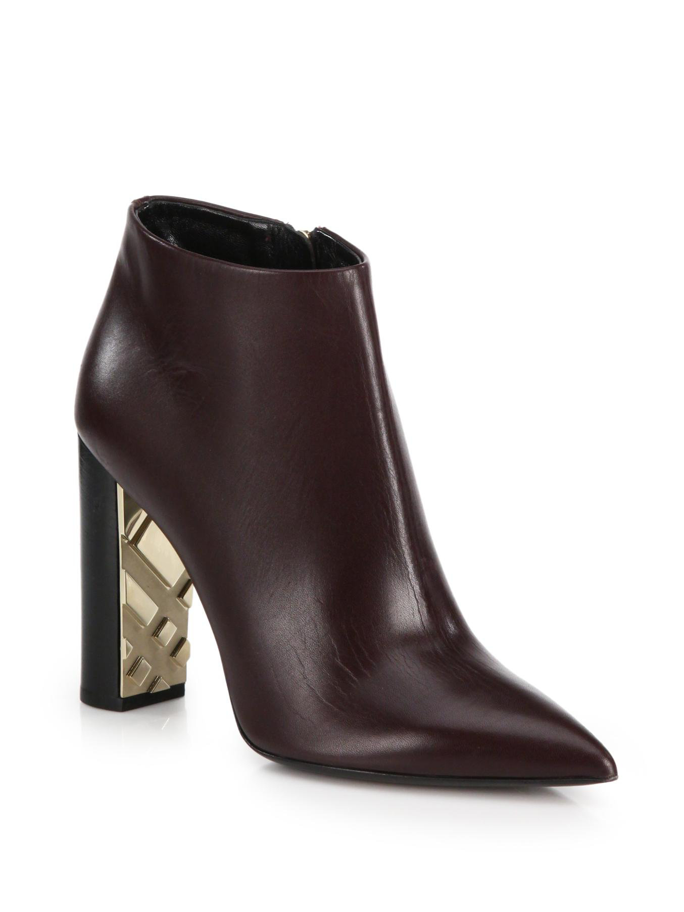 Lyst - Burberry Bamburgh Leather Point-toe Booties in Brown